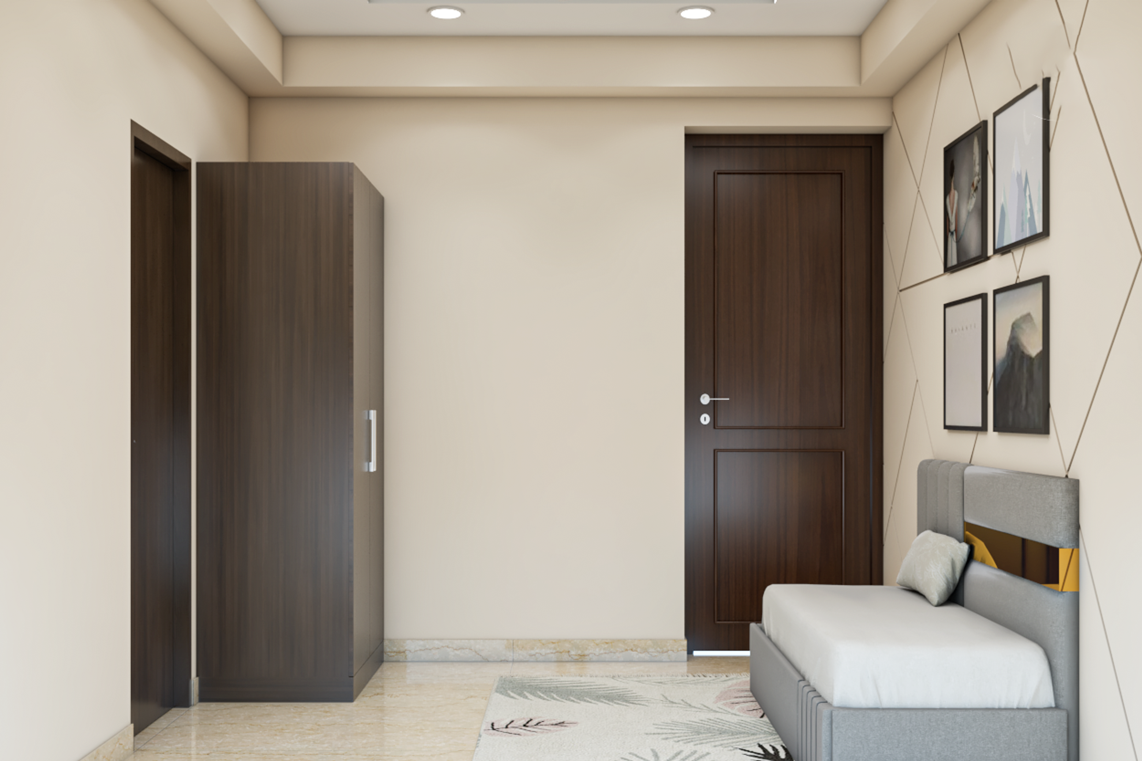 Compact Grey Guest Bedroom - Livspace