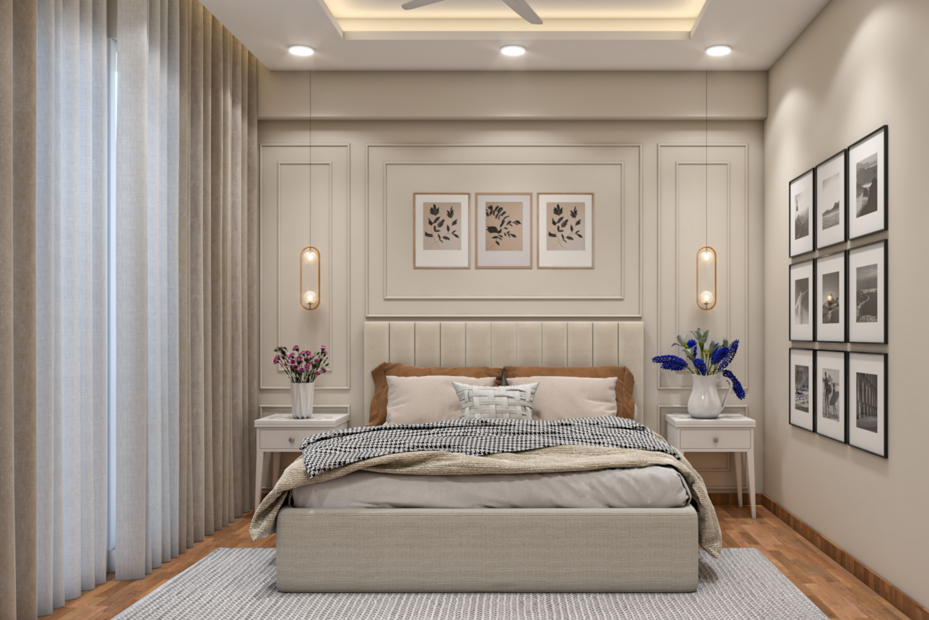 Modern Spacious Guest Bedroom Design With Neutral Tones