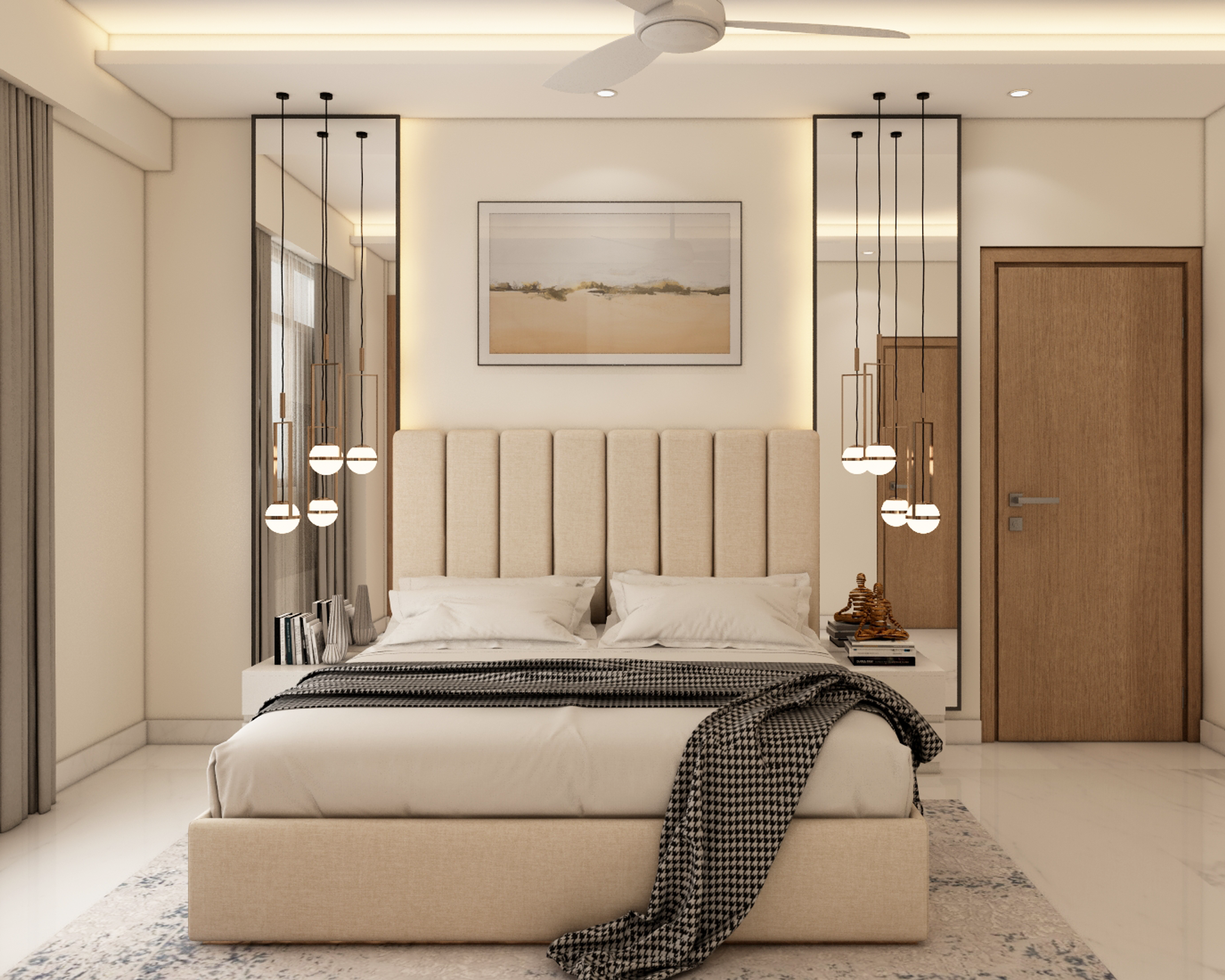 Modern Guest Bedroom Design With Mirrors
