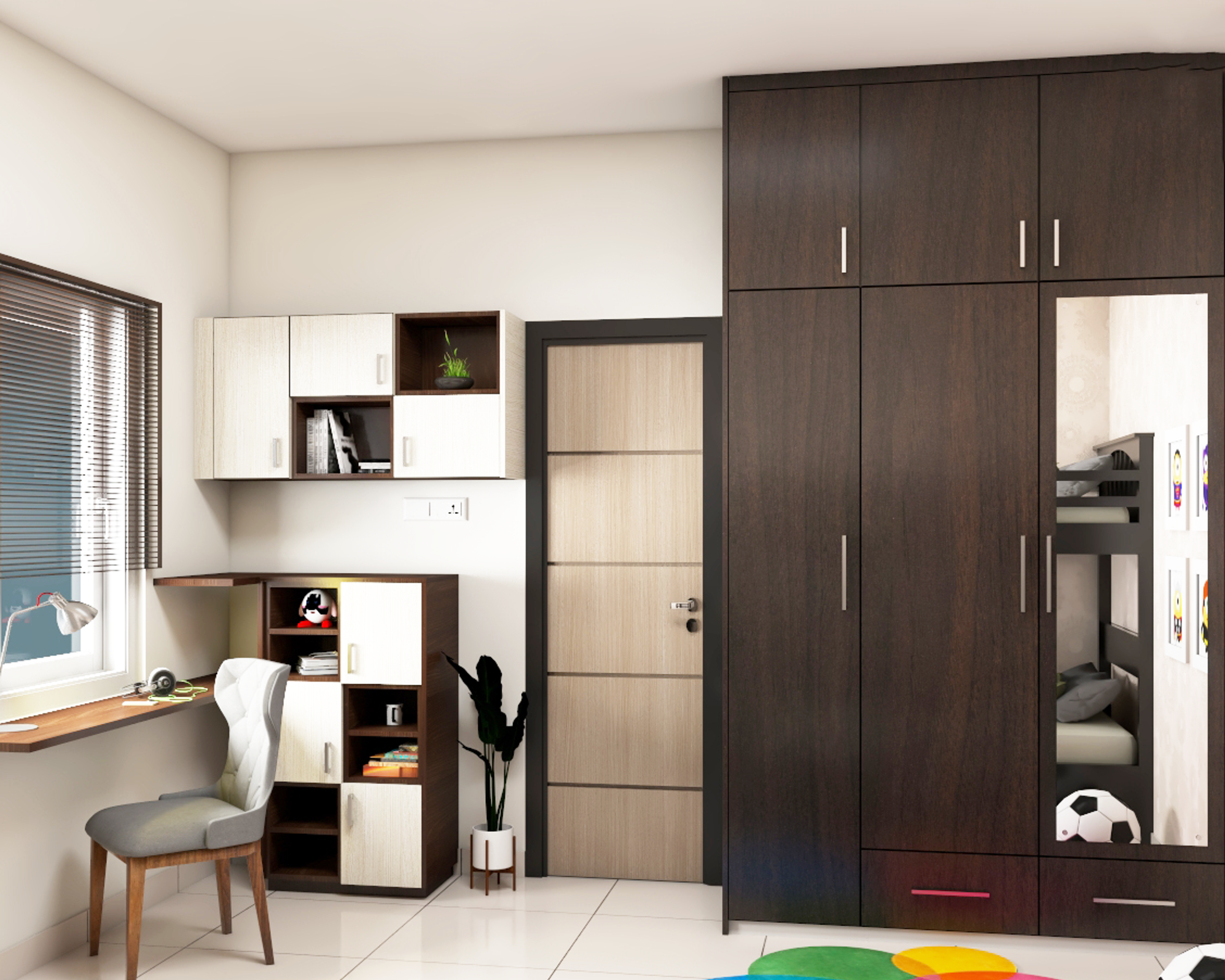 Modern Home Office Design With Integrated Storage Unit