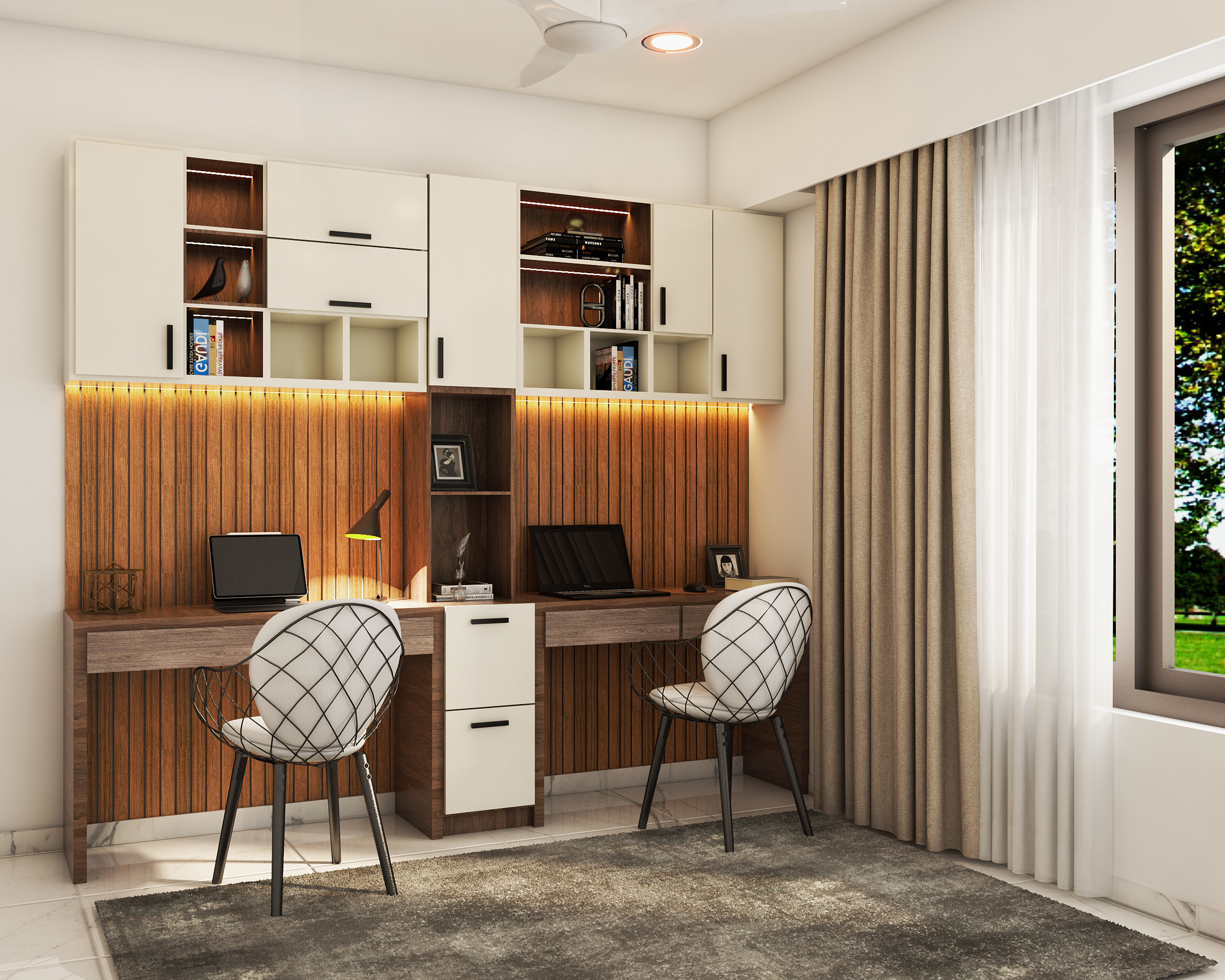 Modern Spacious Home Office Design For Two