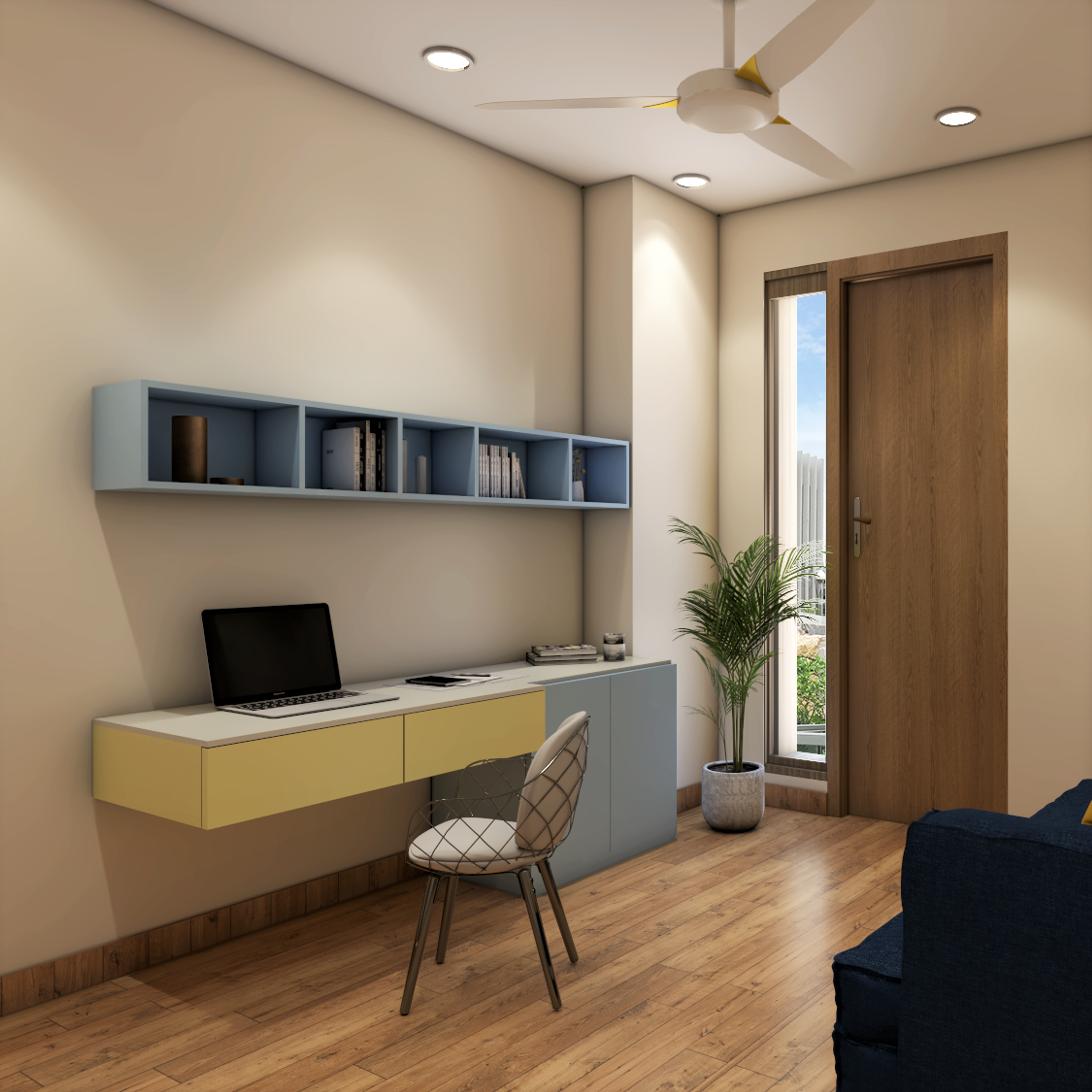 Contemporary Spacious Home Office Design With Natural Light