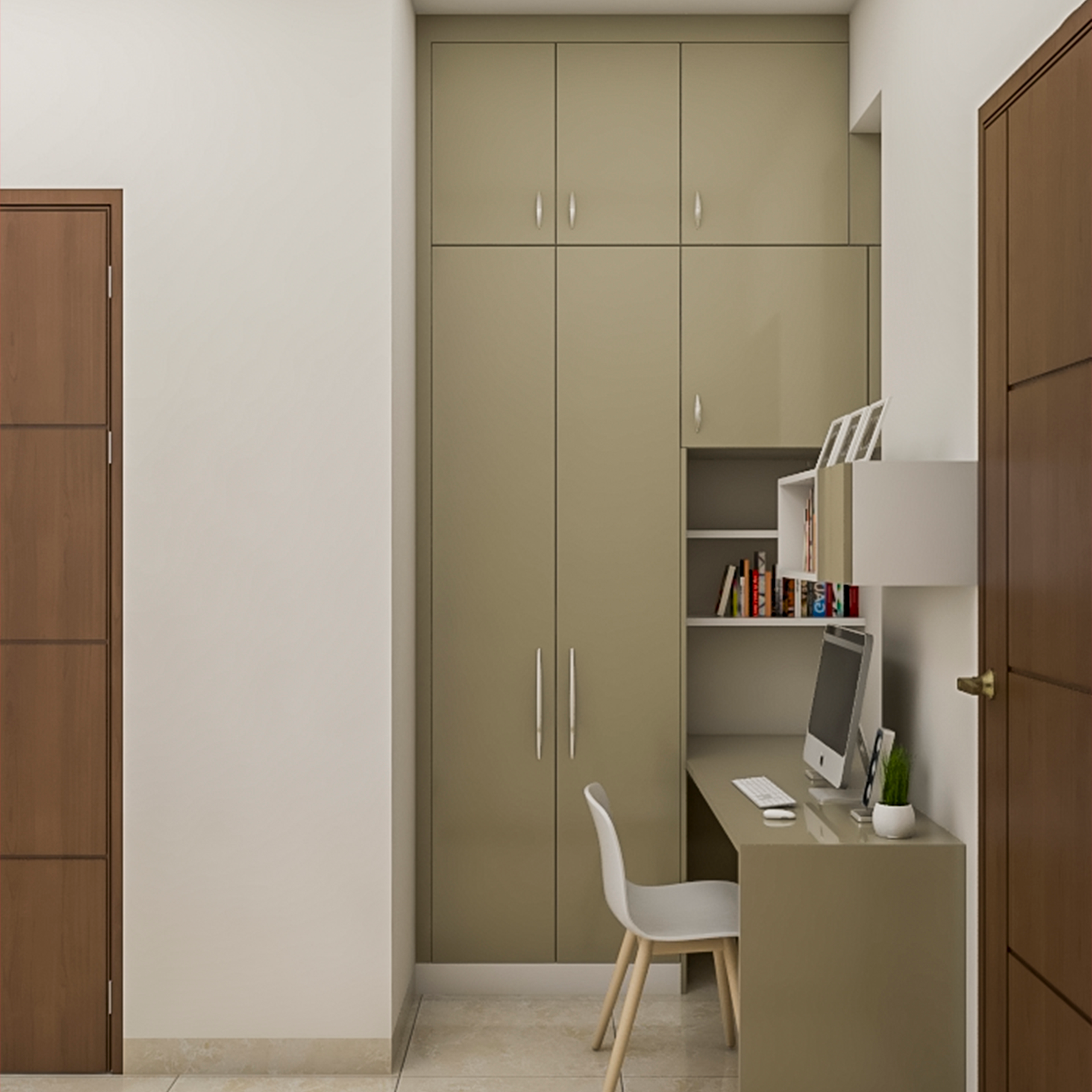 Spacious Home Office Design With Storage Unit