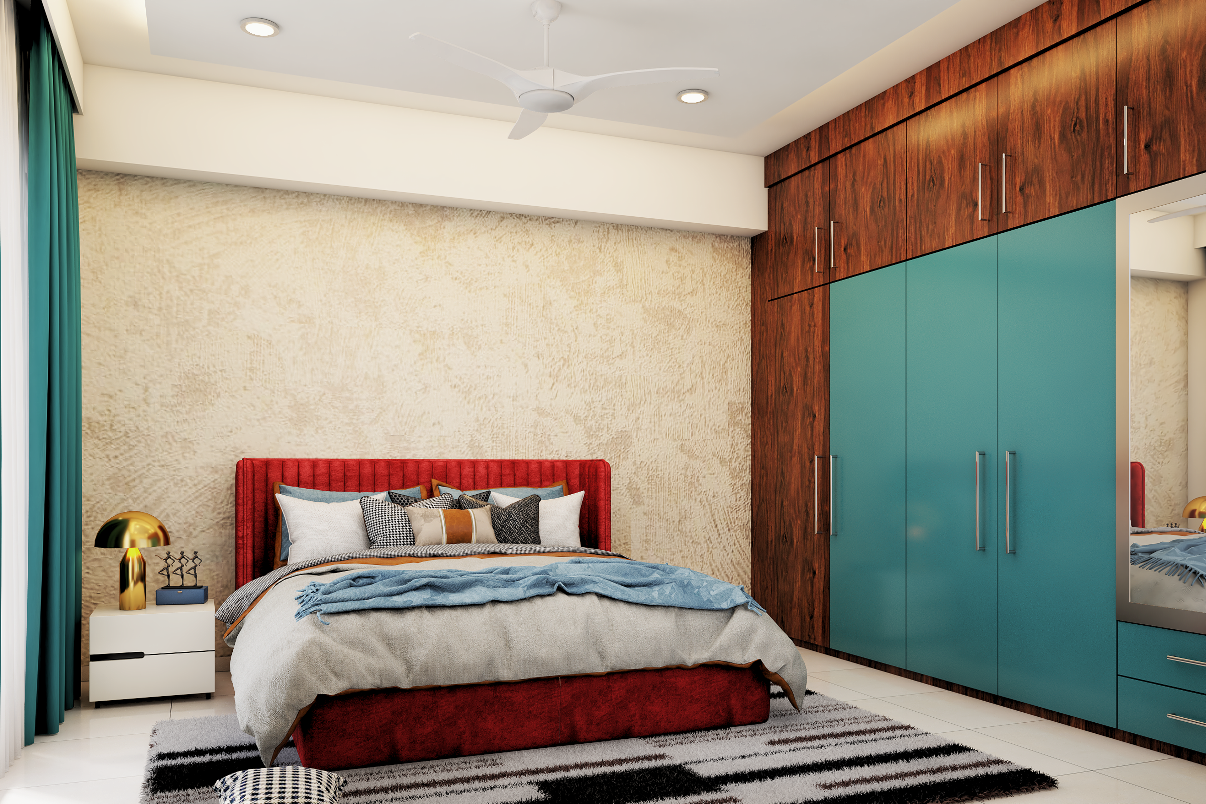 Modern Kids Bedroom Design With Large Wardrobe
