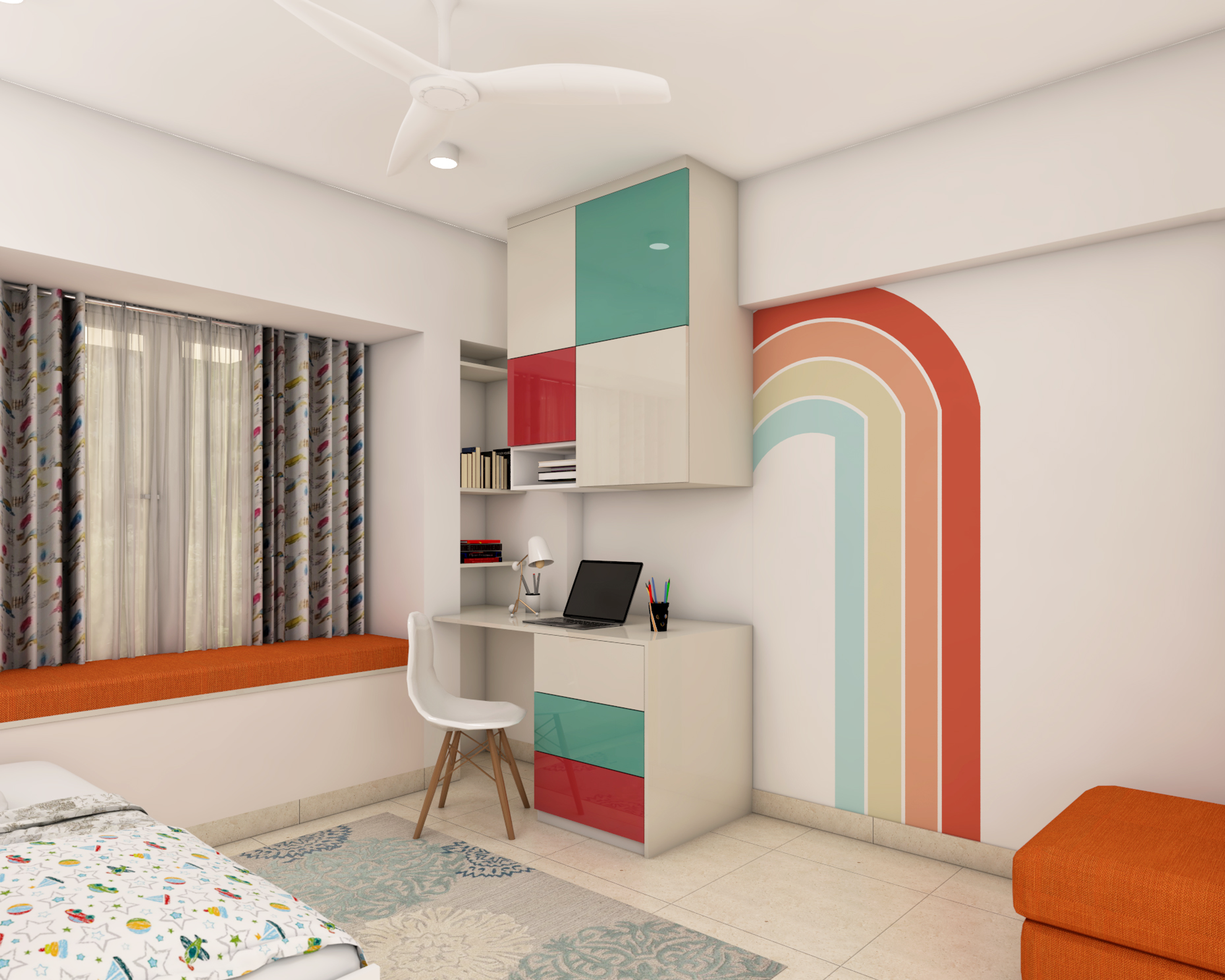 Multicoloured Kid's Bedroom - Livspace