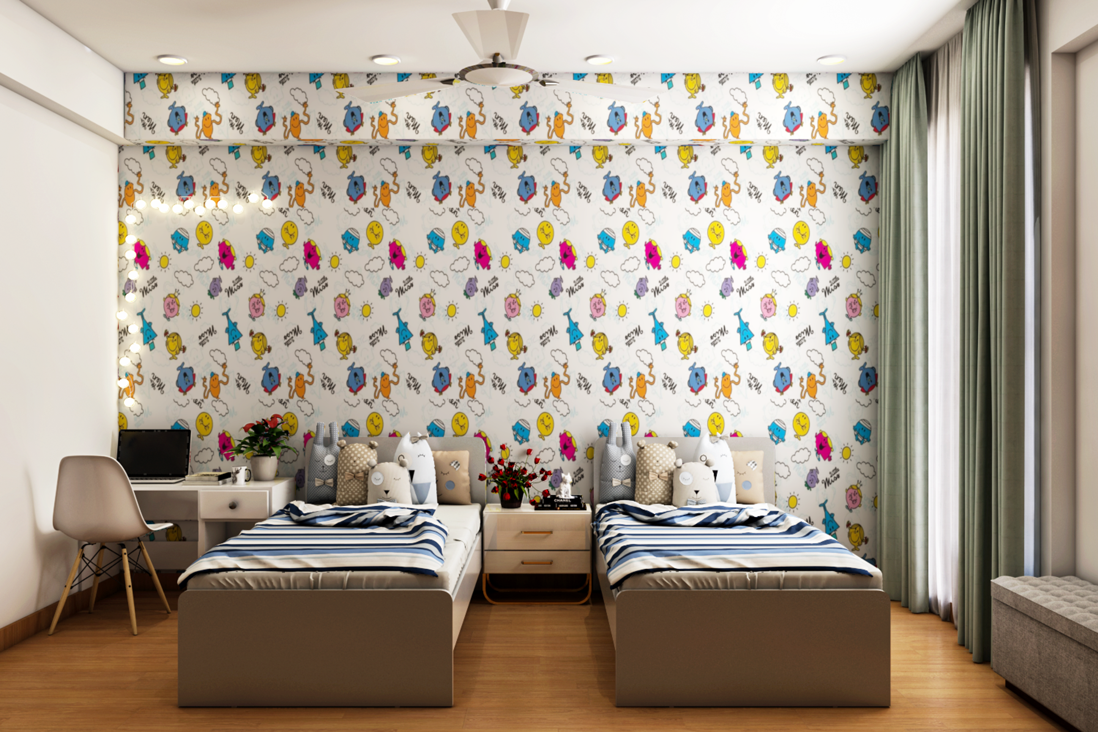 Modern Kids Bedroom Design With Twin Beds