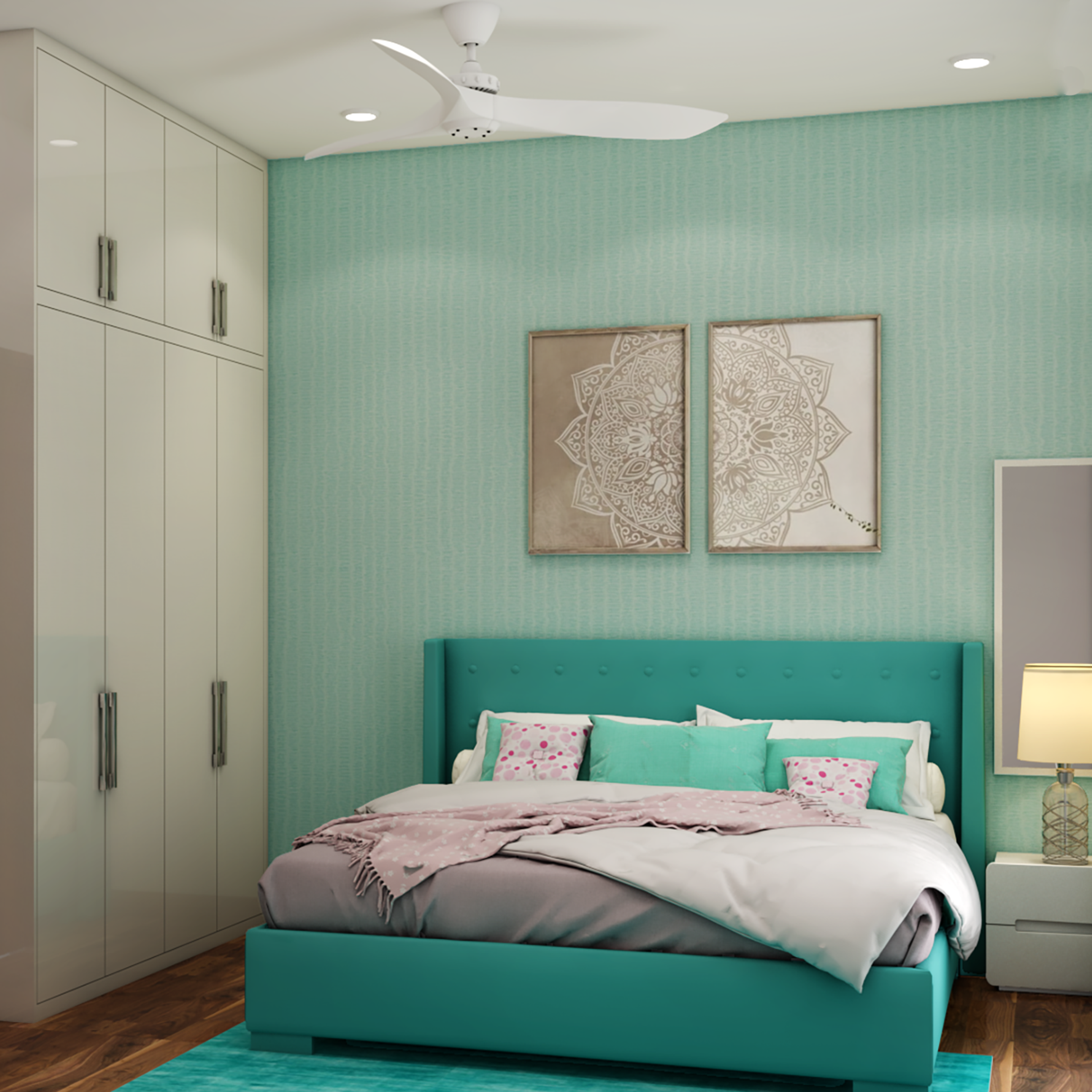 Modern Kid's Room Design With Large Wardrobe And Study Area