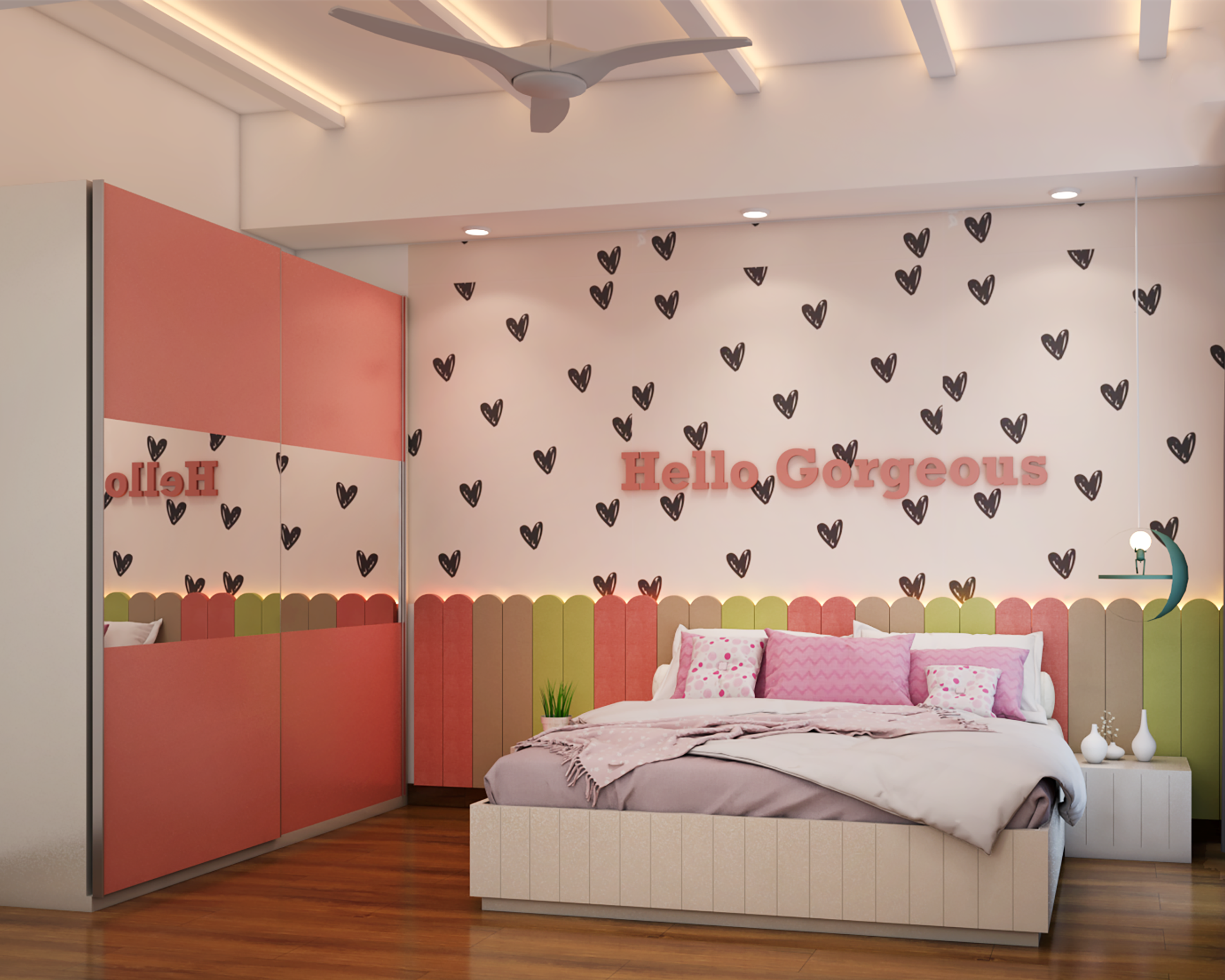 Colourful Spacious Kid's Bedroom Design With Contemporary Interiors