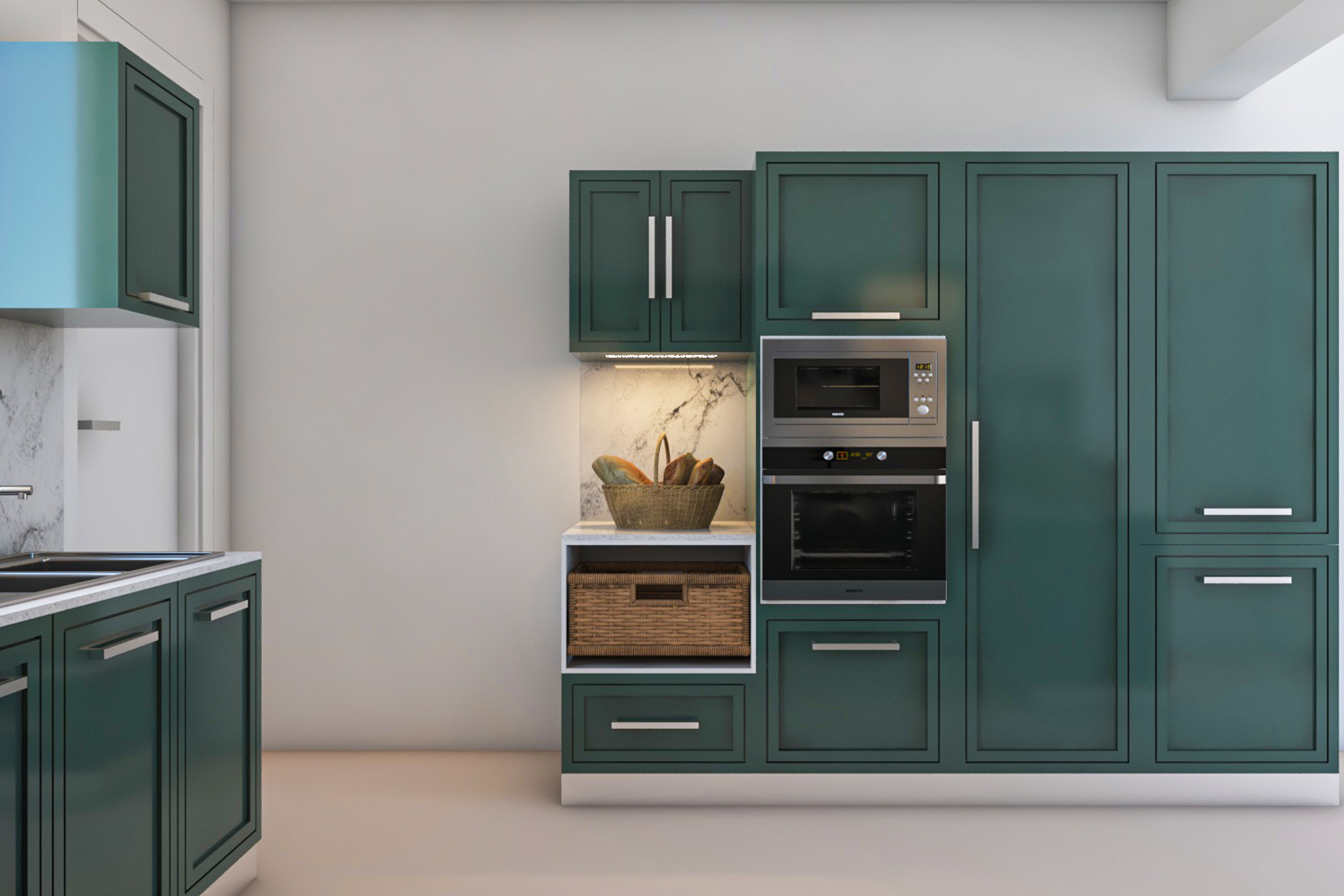 Modern Green Kitchen Design - Livspace