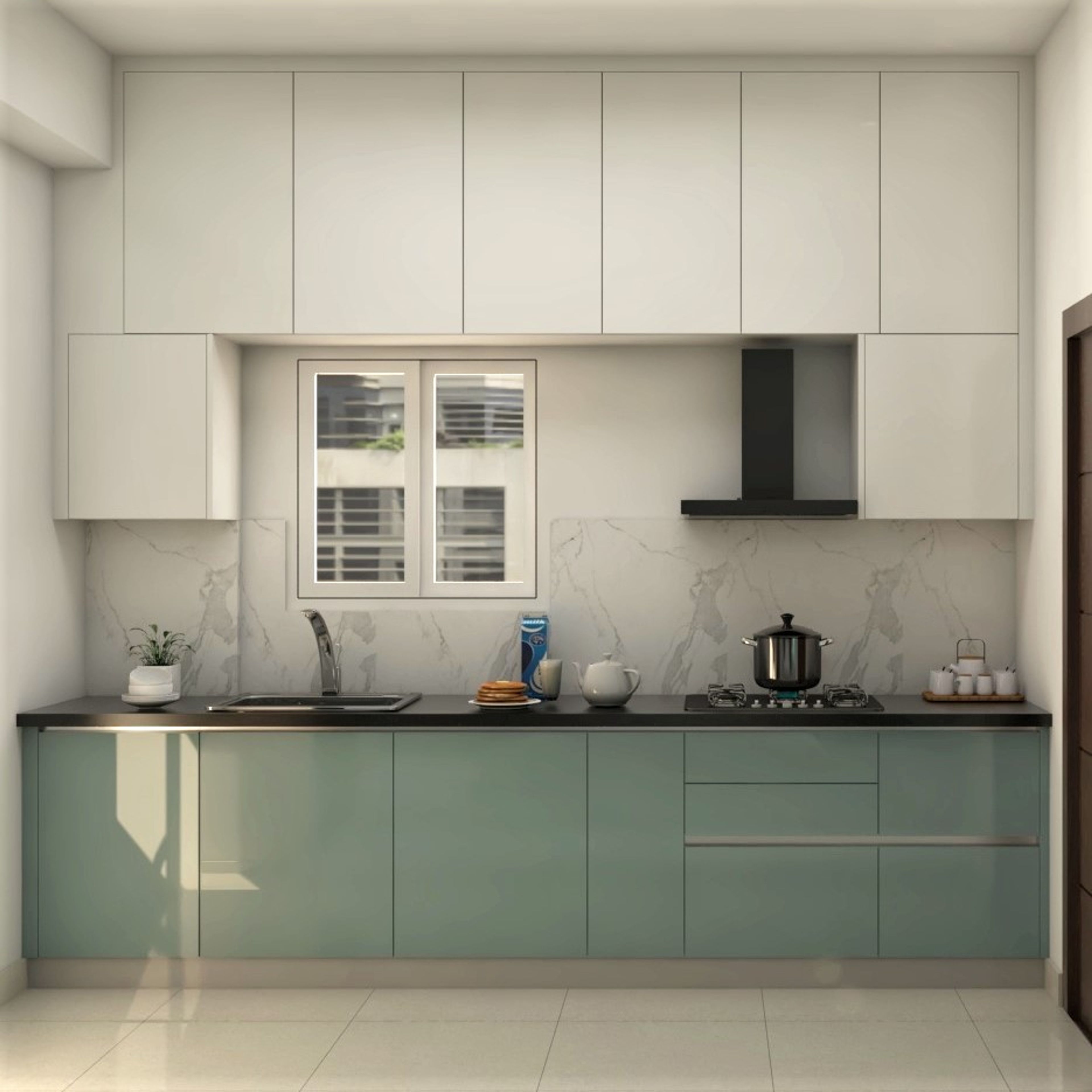 Spacious Modular Kitchen Design With Storage