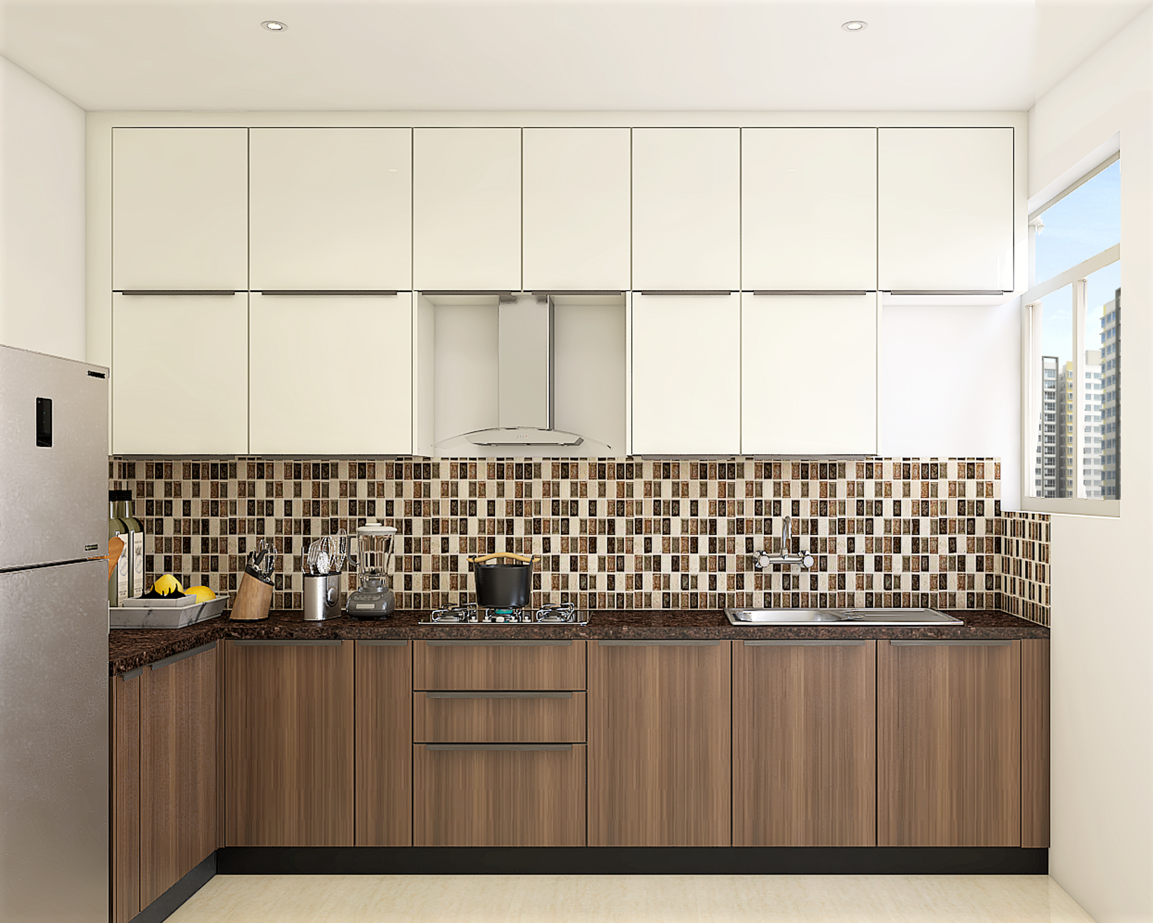 Modern L Shaped Kitchen - Livspace