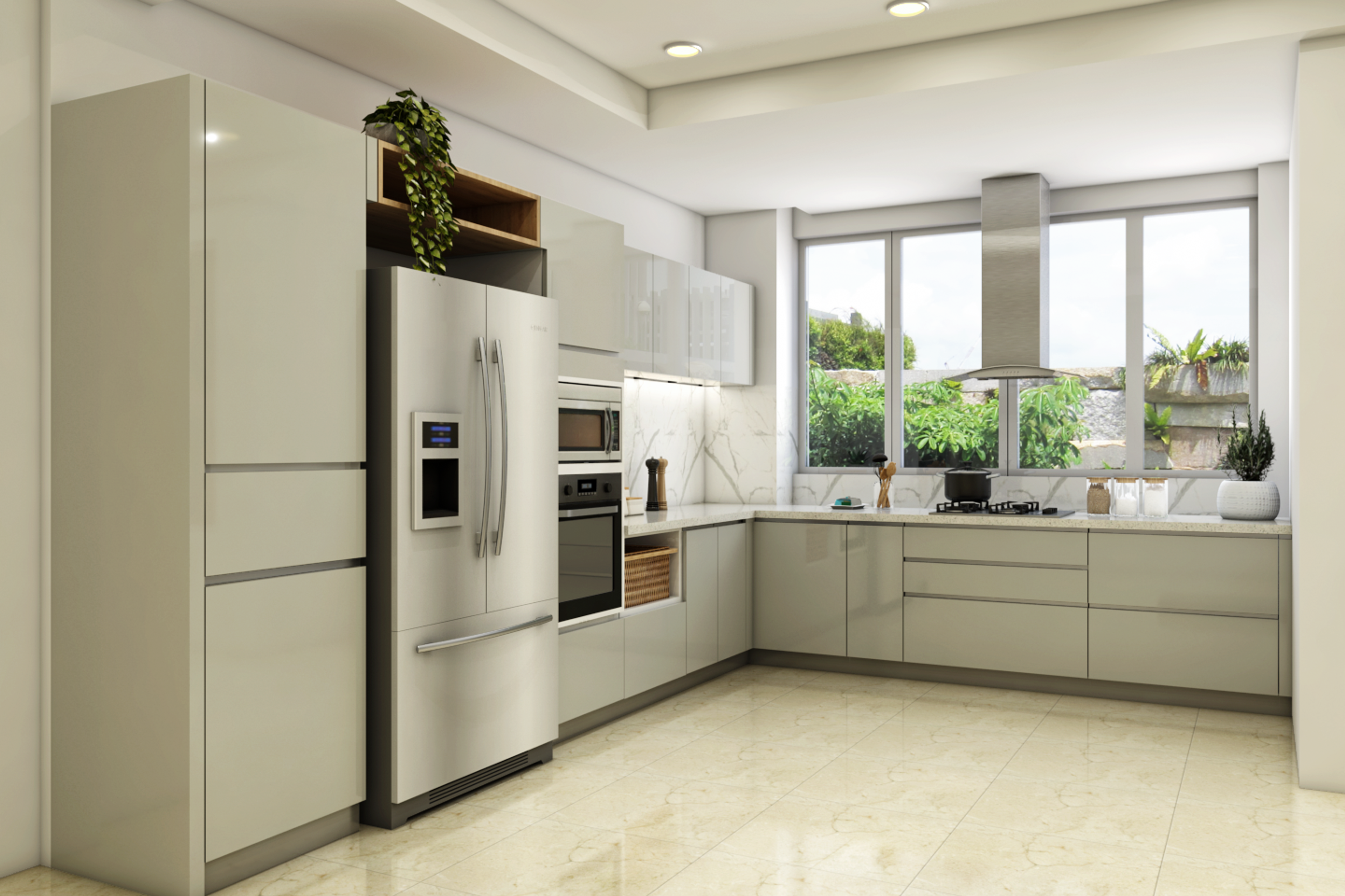 Grey Toned Kitchen - Livspace