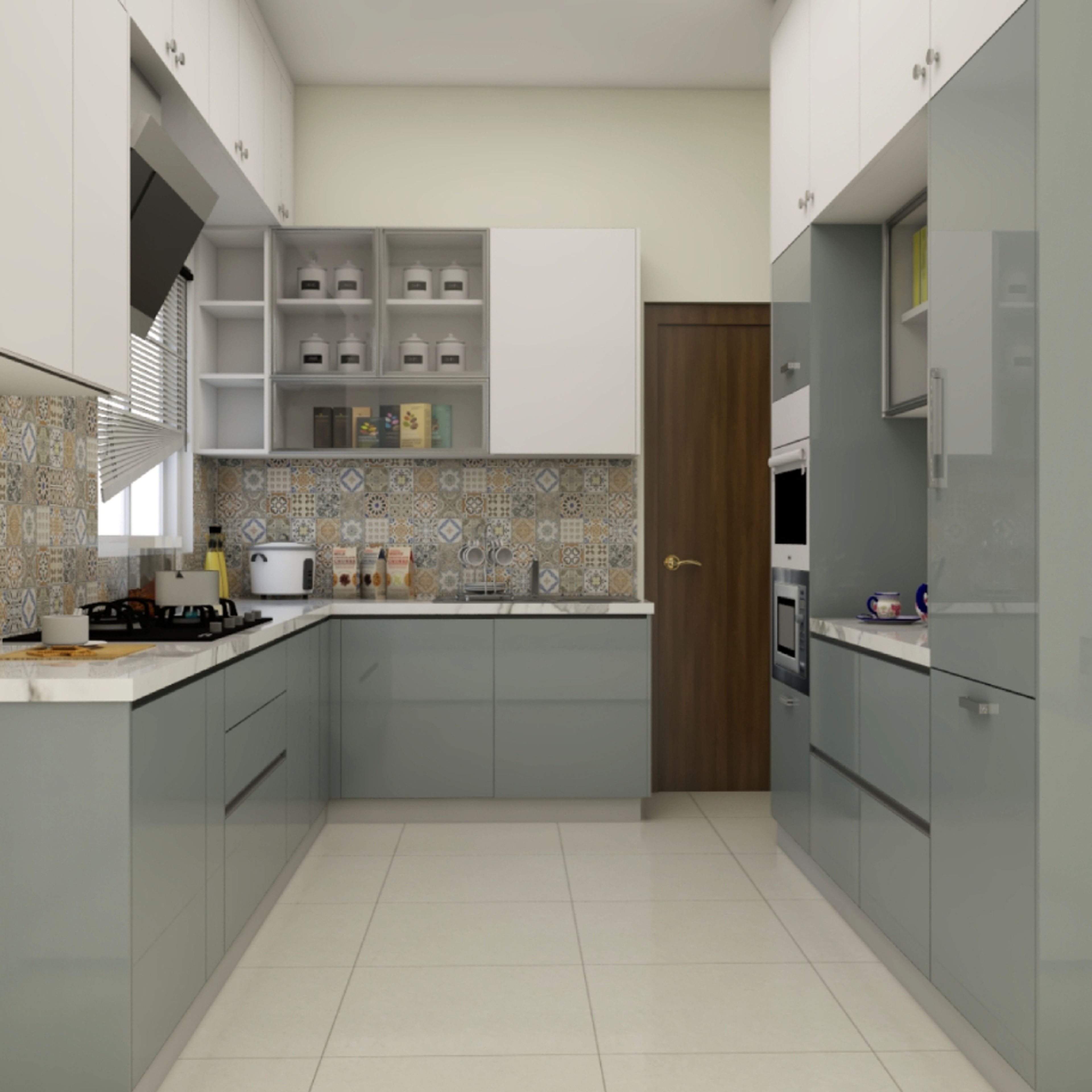 Modern Kitchen Design With Glossy Laminate - Livspace