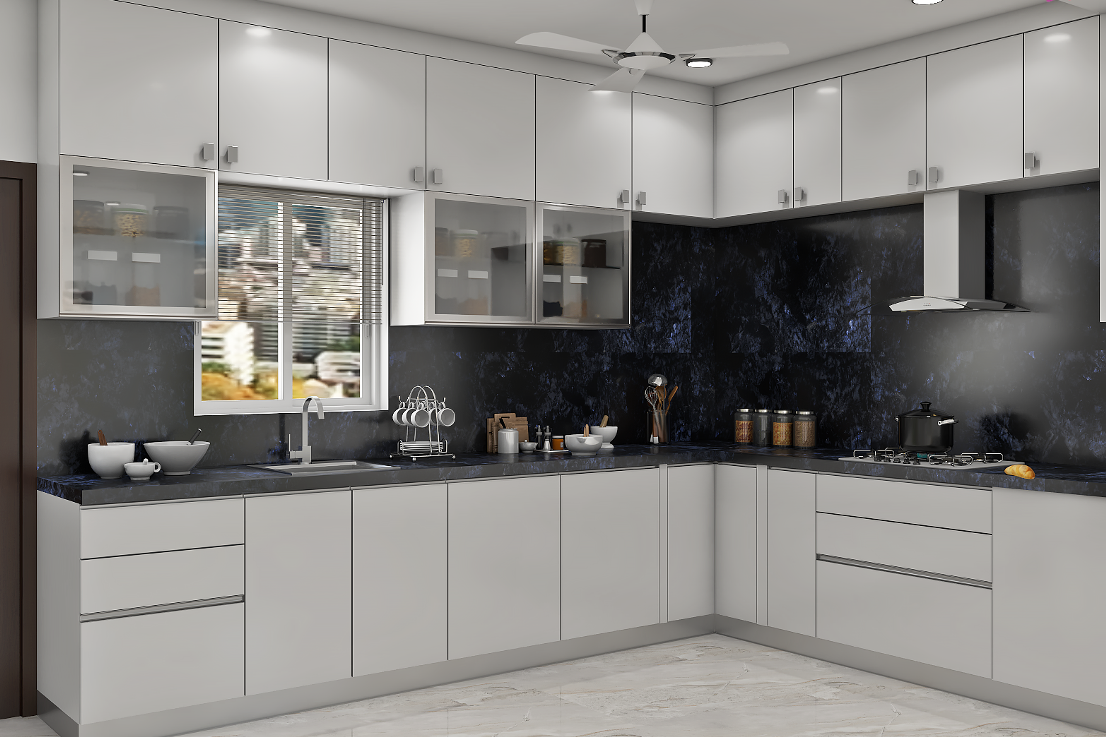 White Kitchen Design - Livspace