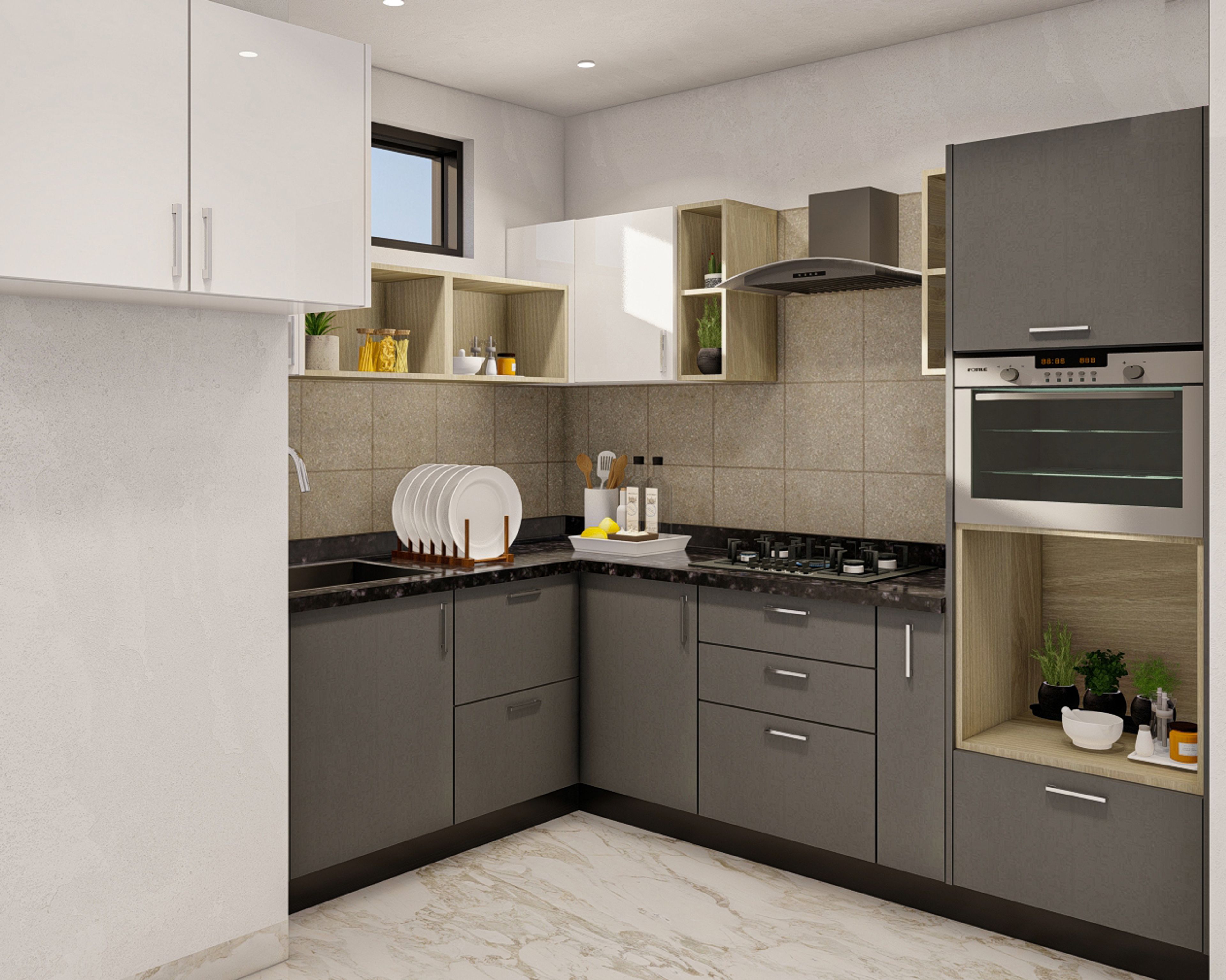 Compact And Convenient Modular Kitchen Design