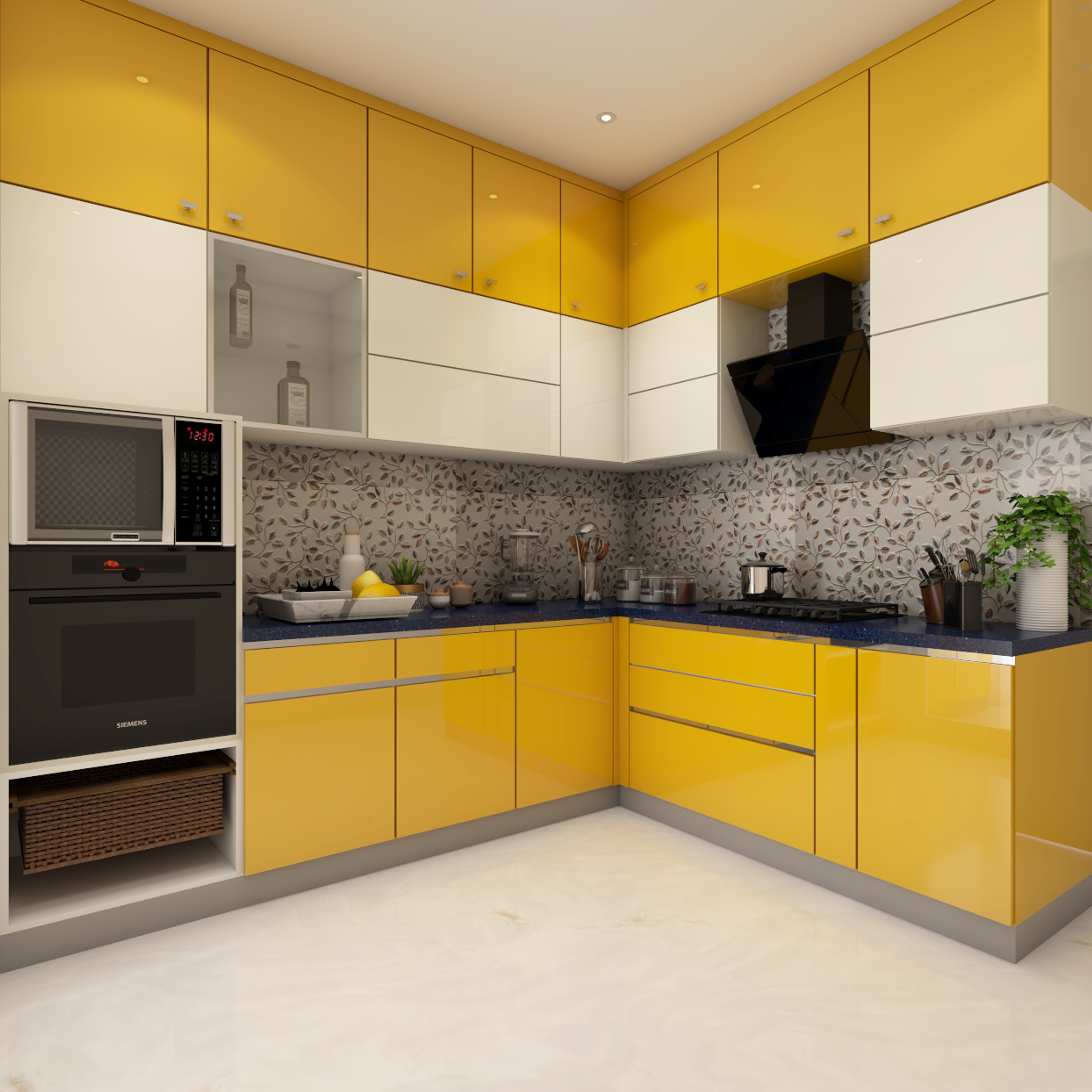 Contemporary Style Compact L-Shaped Kitchen Design