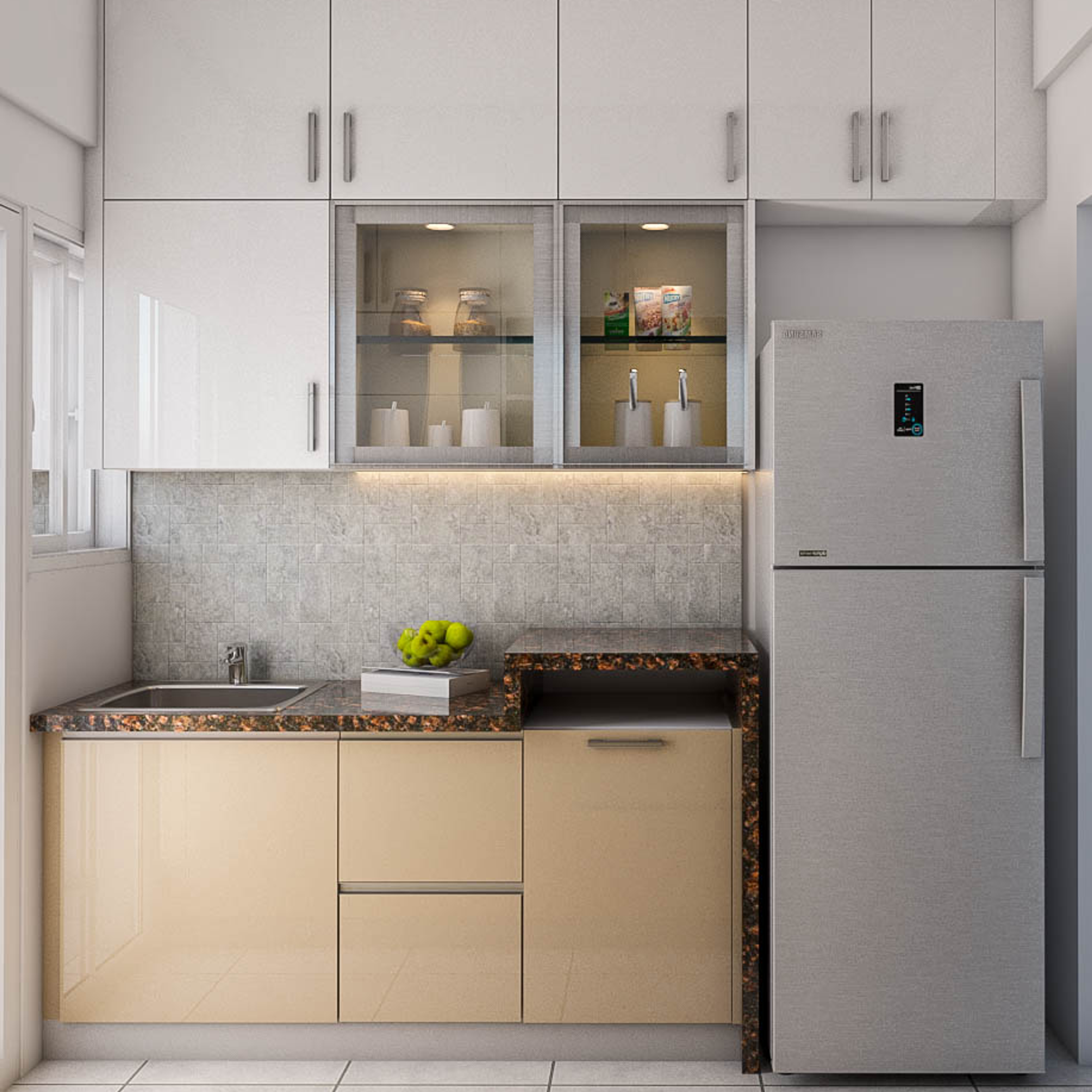 Convenient Compact Kitchen Design - Livspace