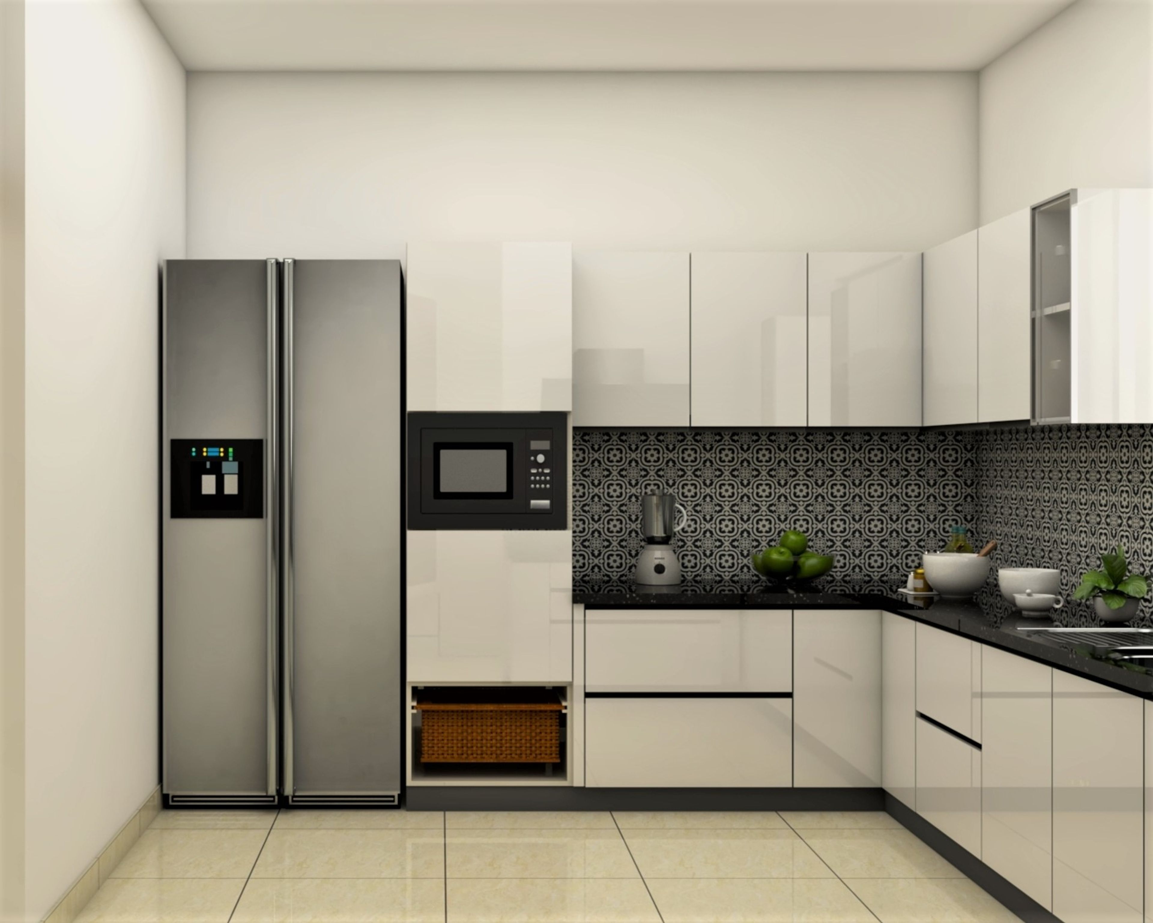 Contemporary Kitchen Design With Tall Cabinet - Livspace