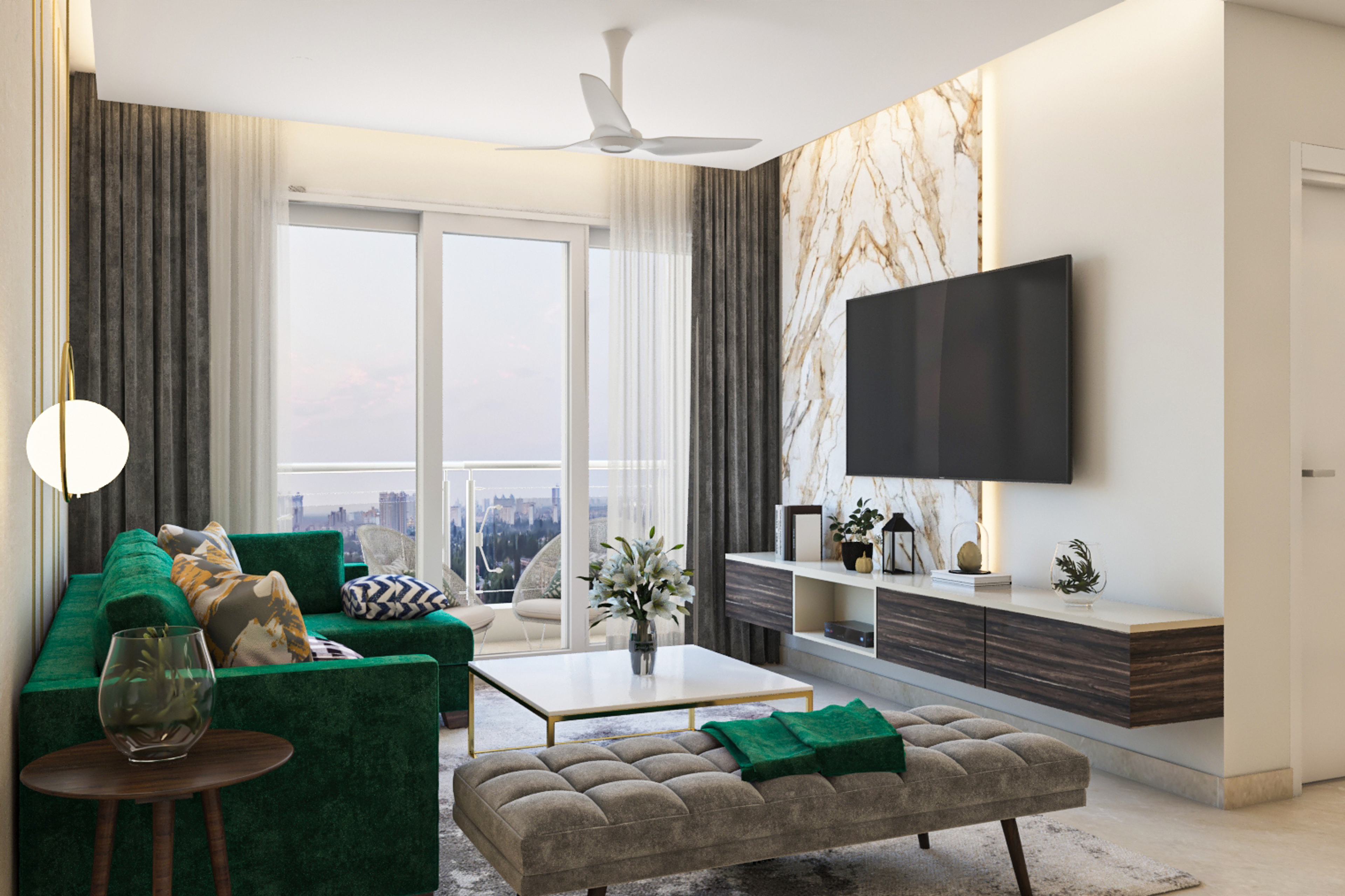 Multifunctional Living Room Design - Livspace