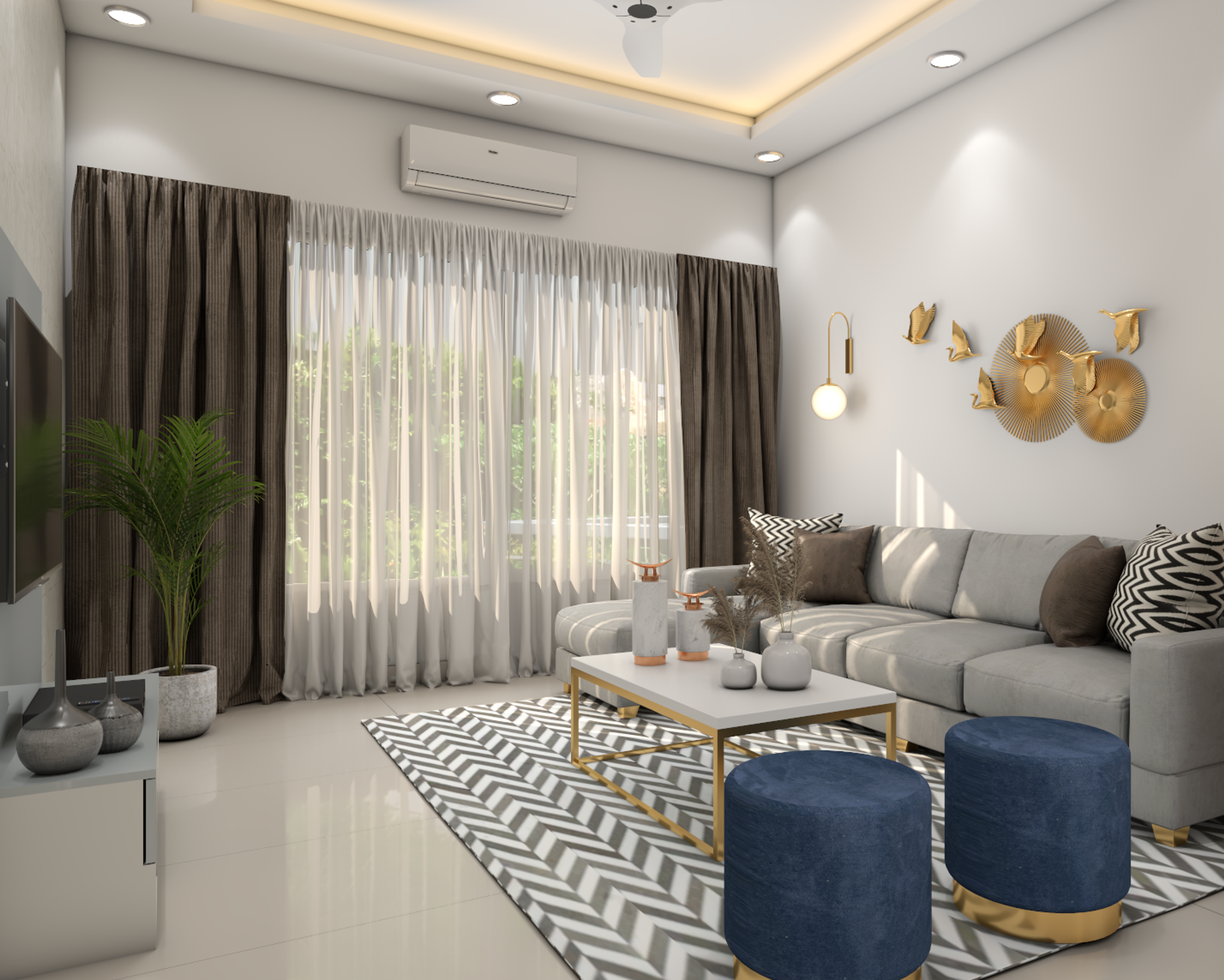 Contemporary Living Room Design With Spacious Vibrant Interiors