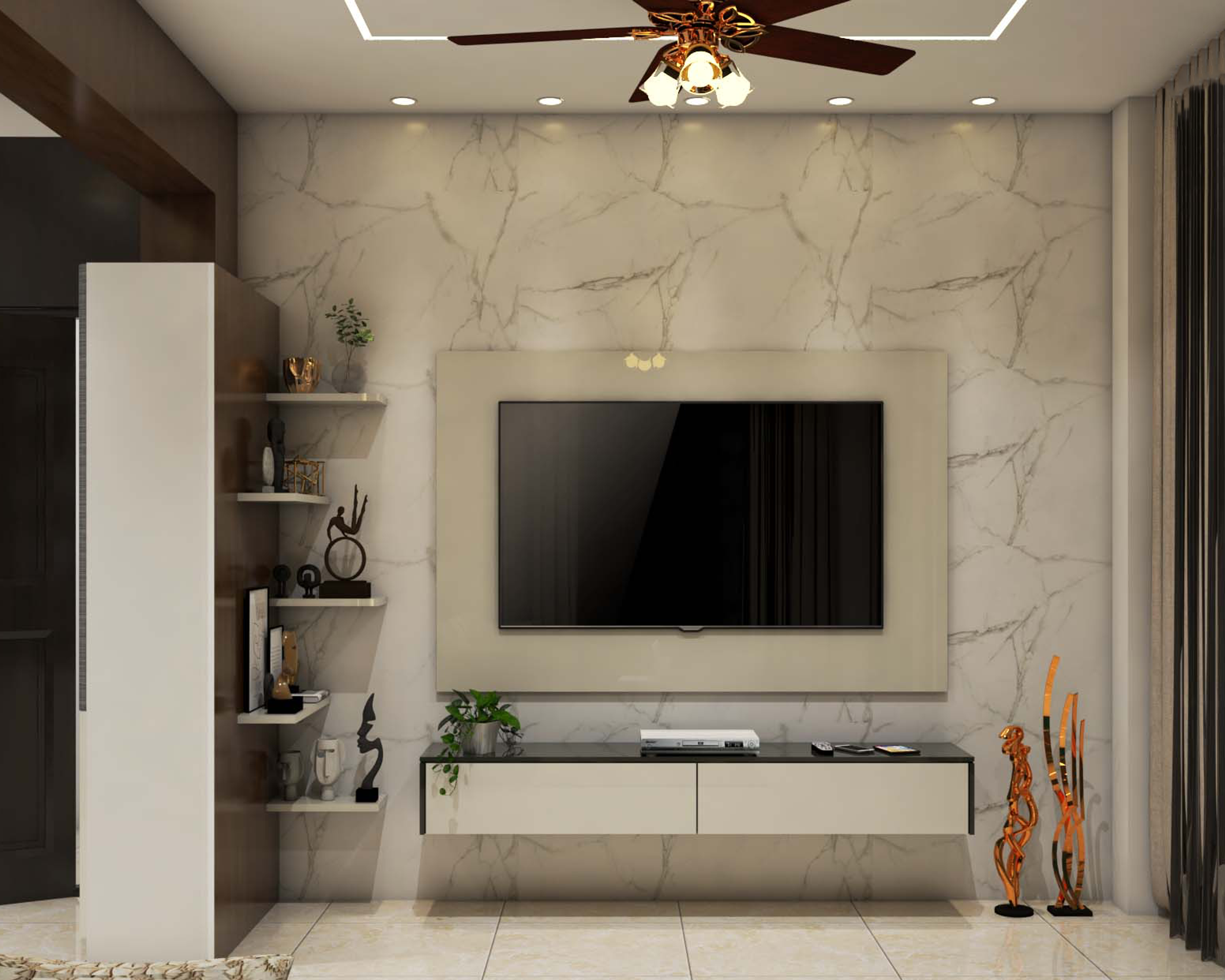 Dark Brown Living Room Design - Livspace