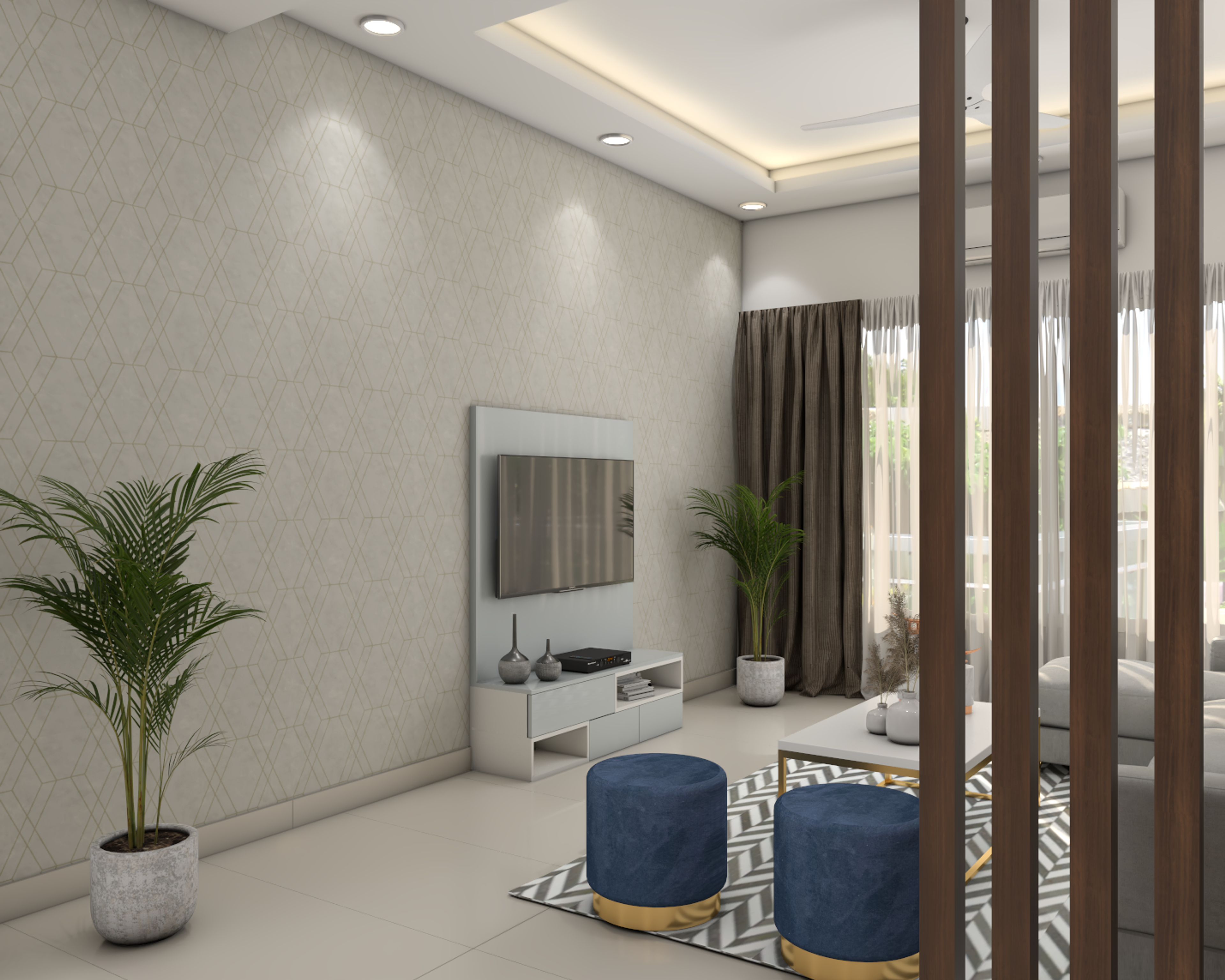 Vibrant Living Room Design - Livspace