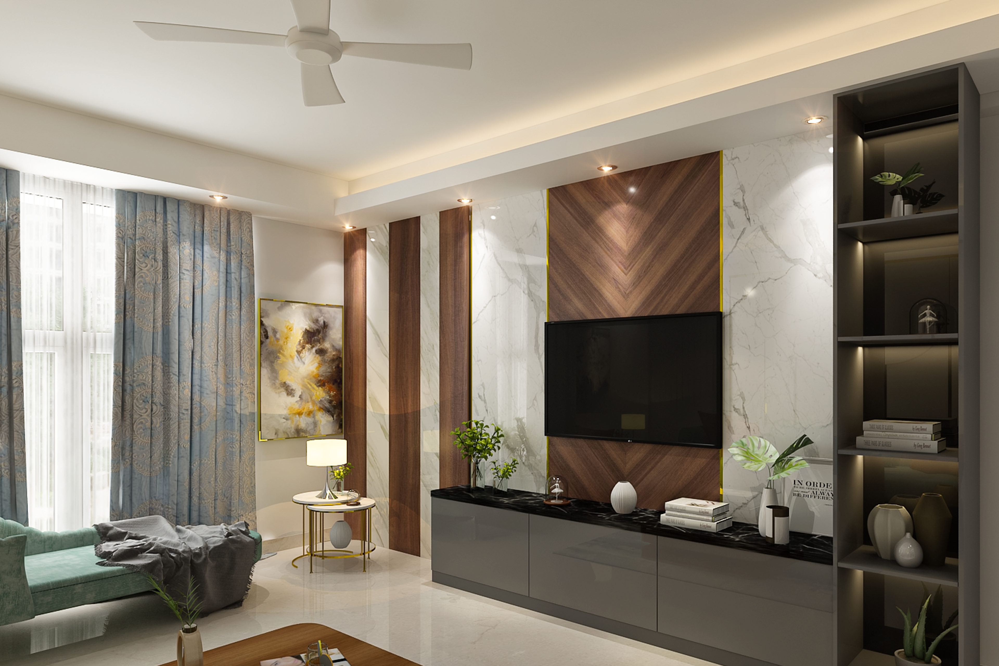 Art Deco Living Room- Livspace