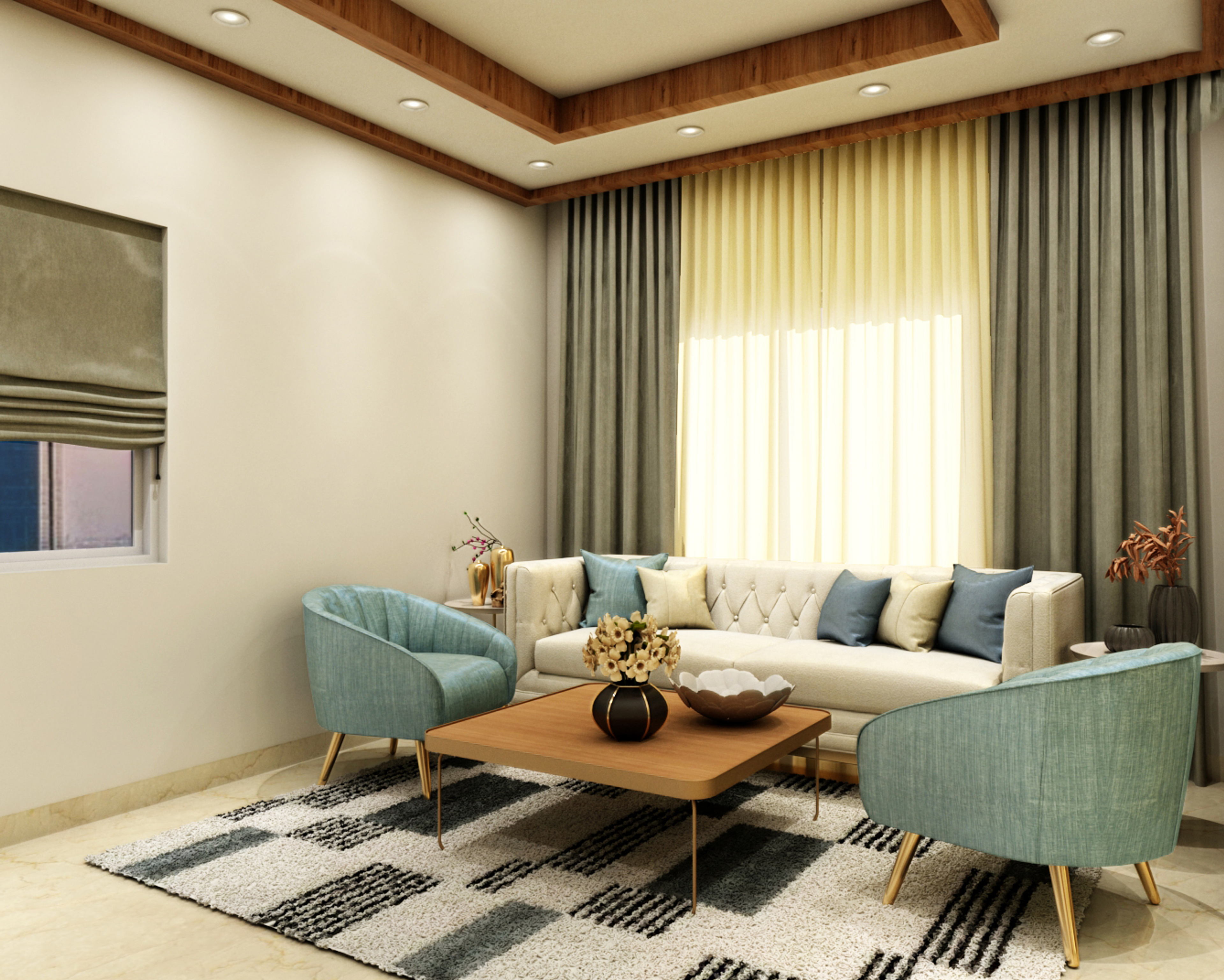 Contemporary Compact Living Room Design With Beige Decor