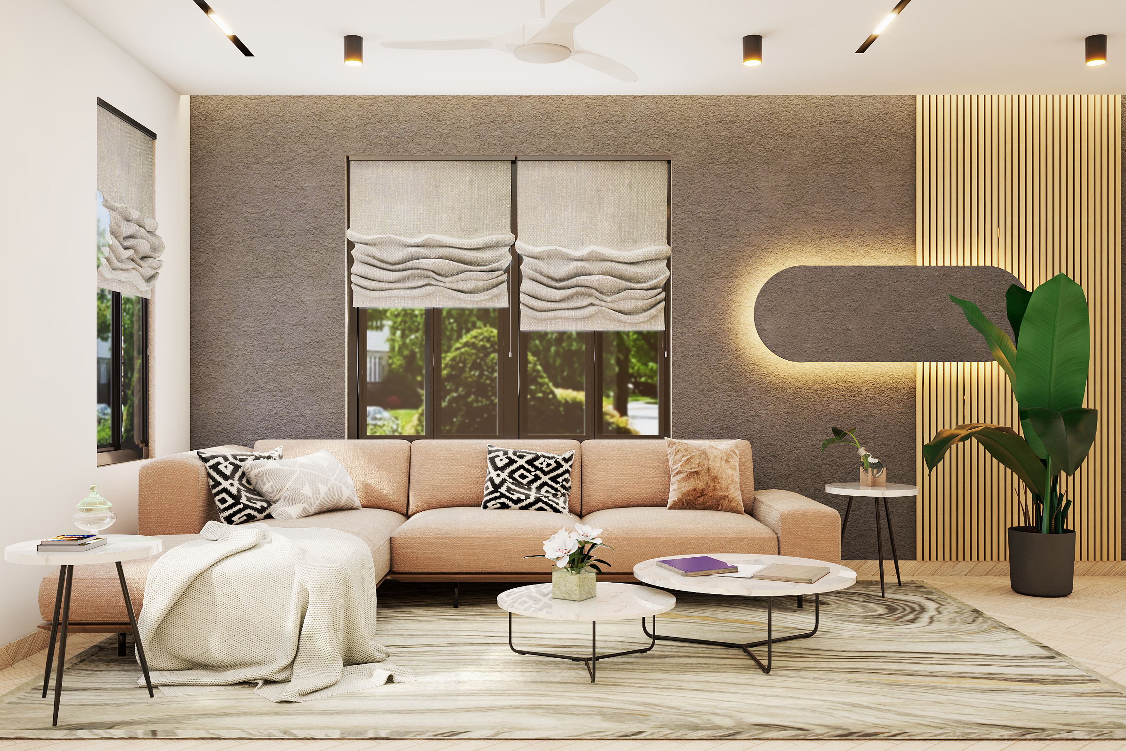 Contemporary Living Room Design With Soft Colour Tones