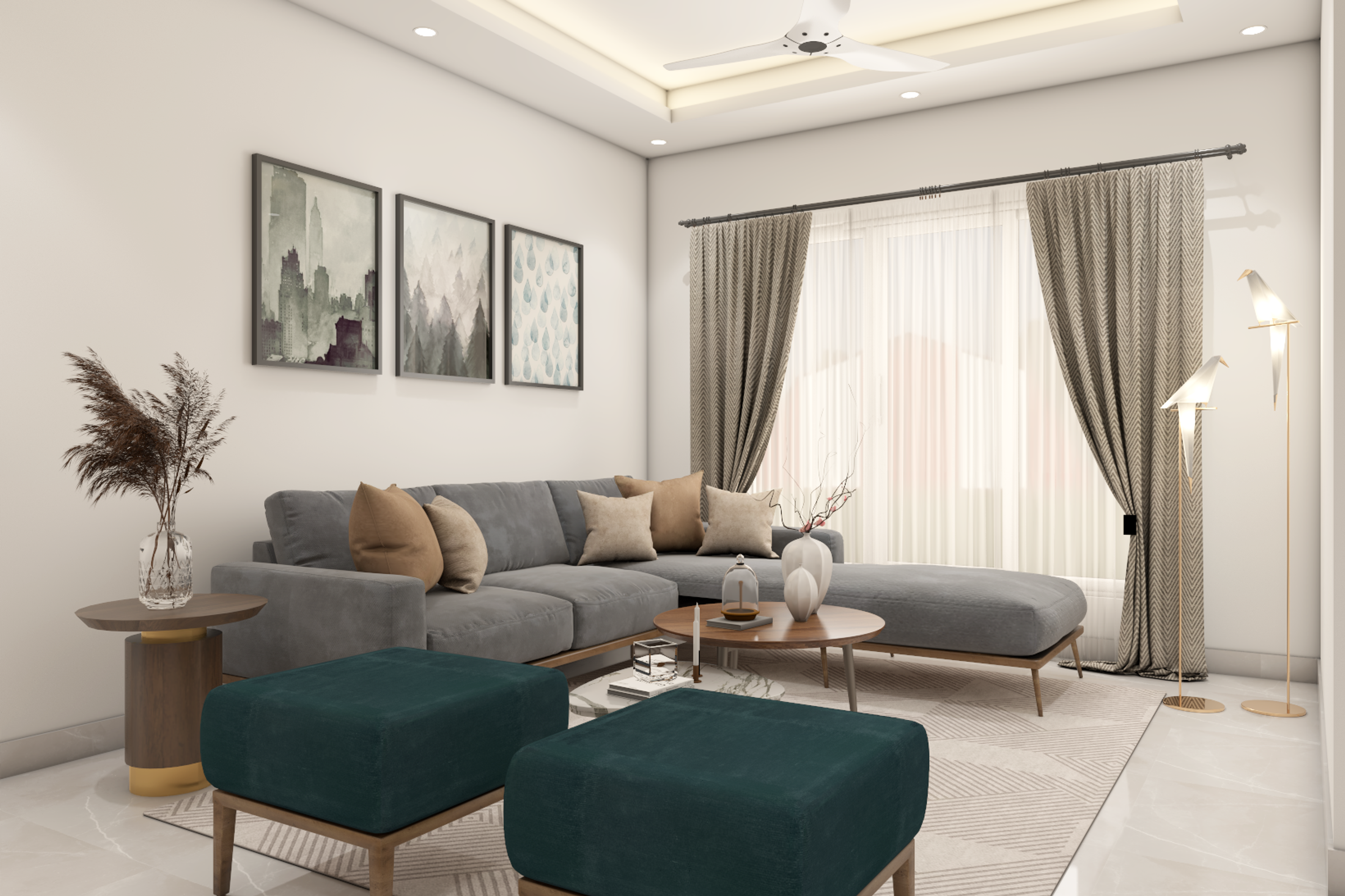 Contemporary Style Spacious Living Room