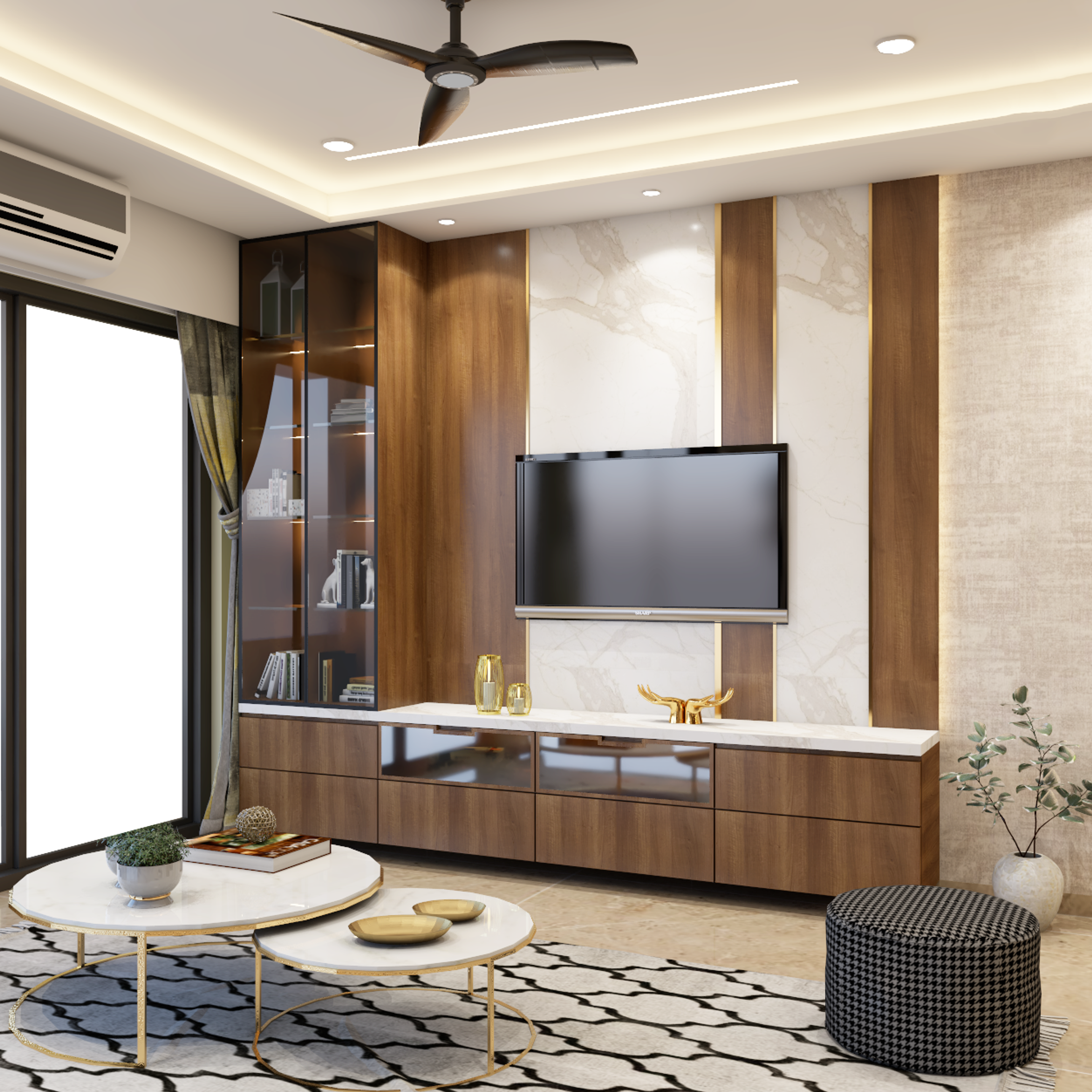 Classic TV Unit With Coffee Table - Livspace