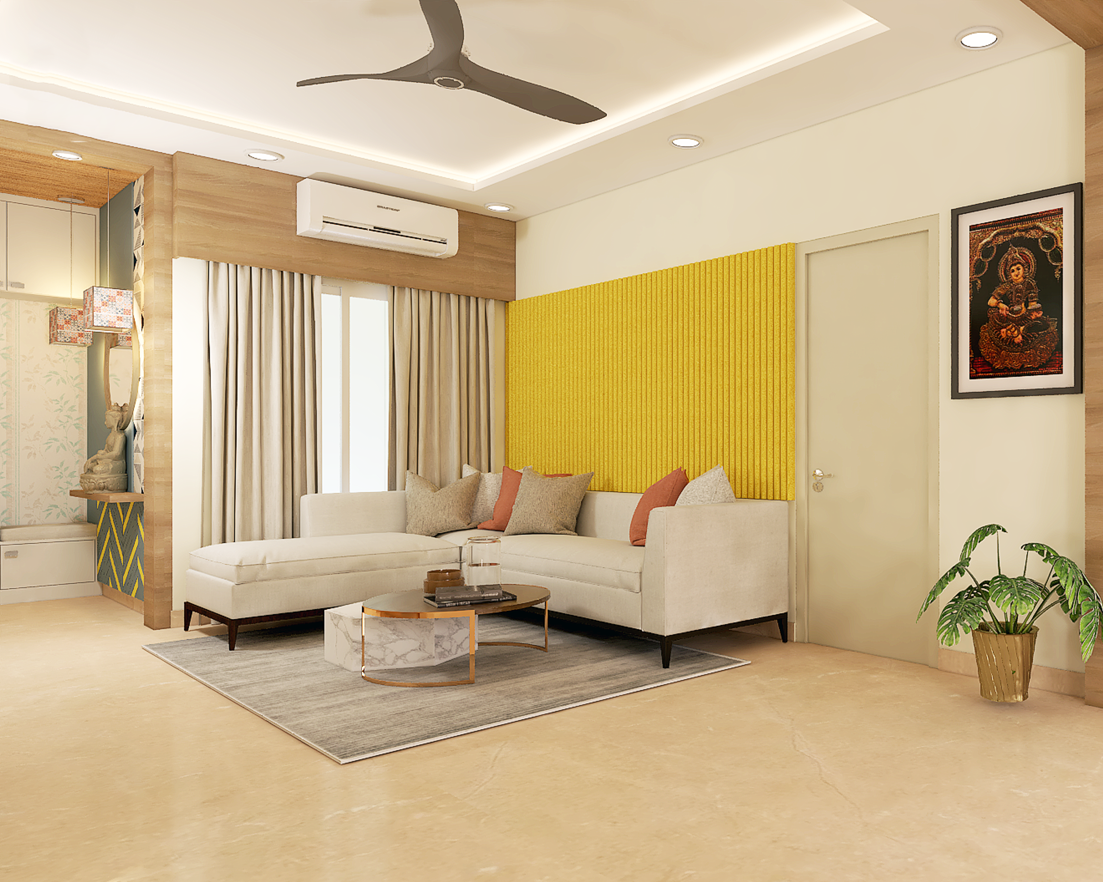 Bright And Compact Living Room Design With Contemporary Interiors