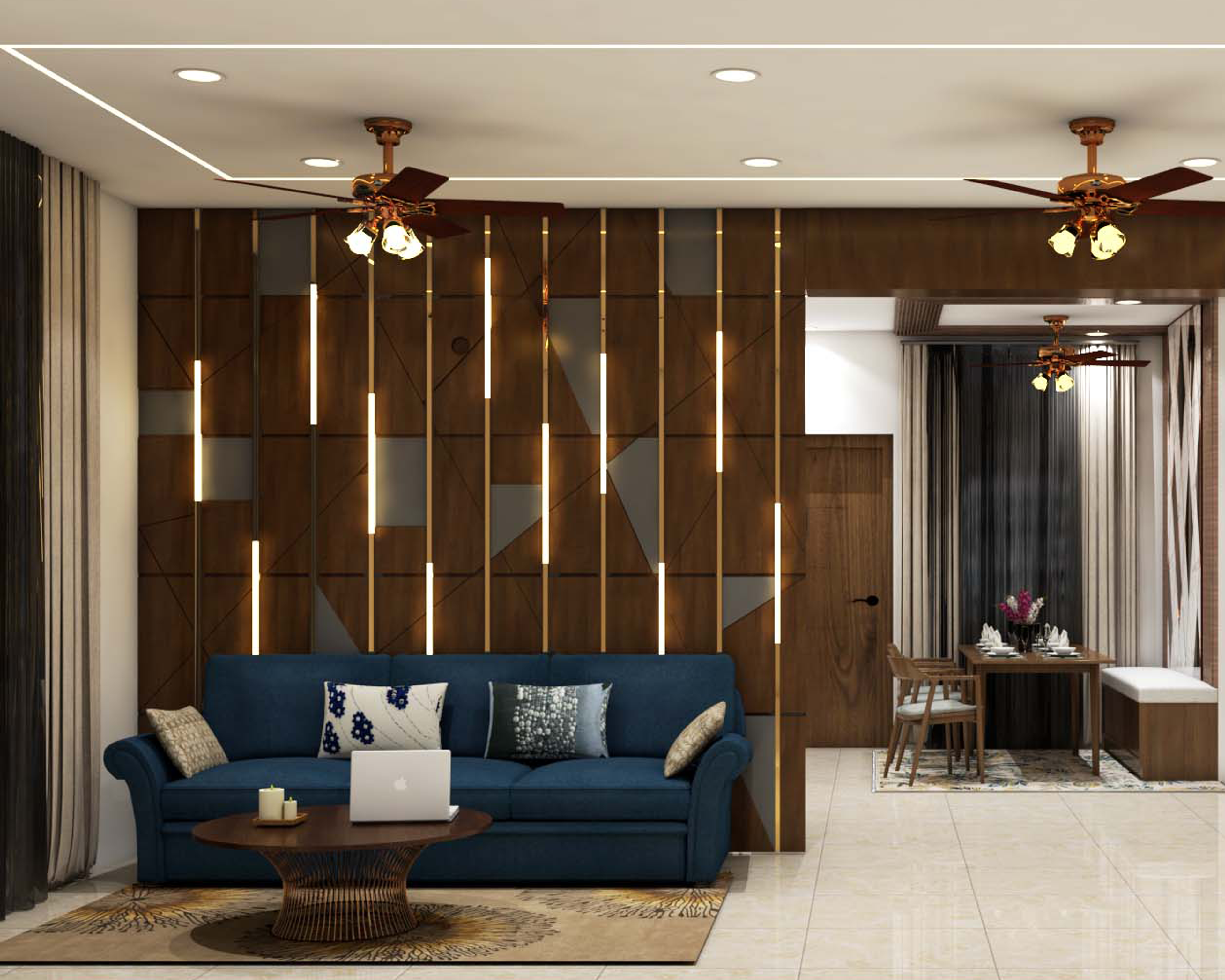 Spacious Contemporary Living Room Design With Wooden Textures