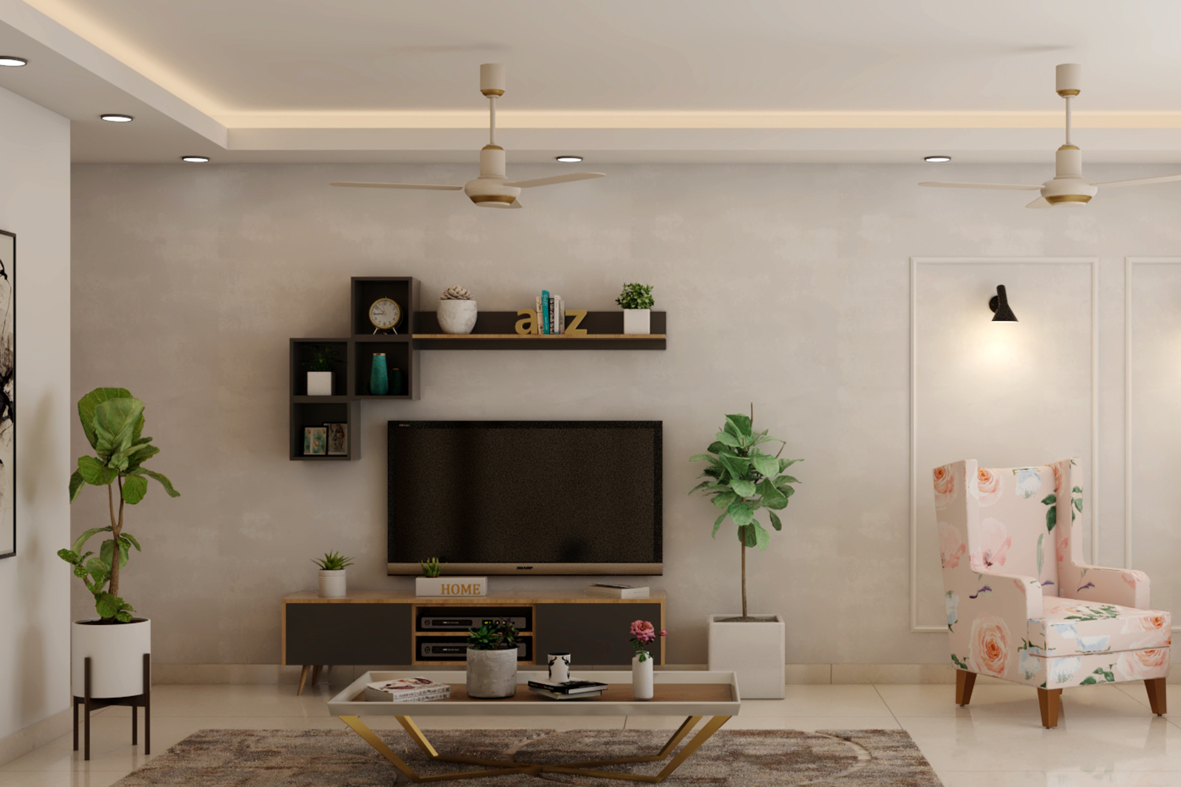 Spacious L-Shaped Living Room - Livspace