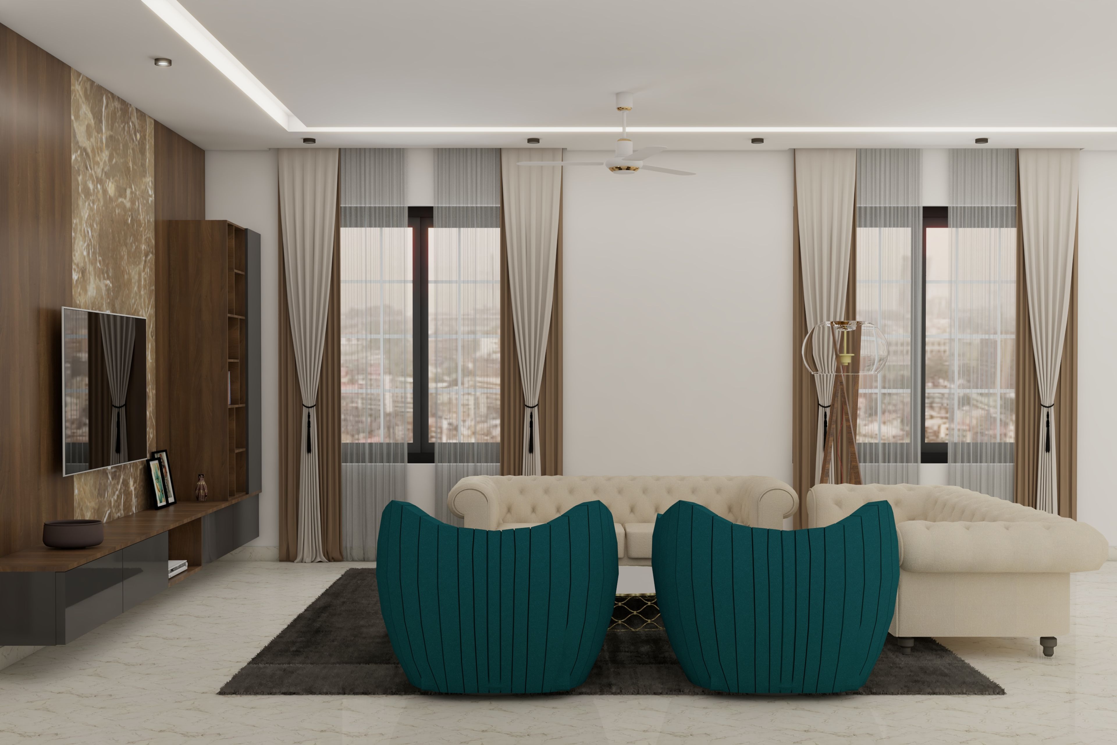 Contemporary Spacious Living Room Design Built For Convenience