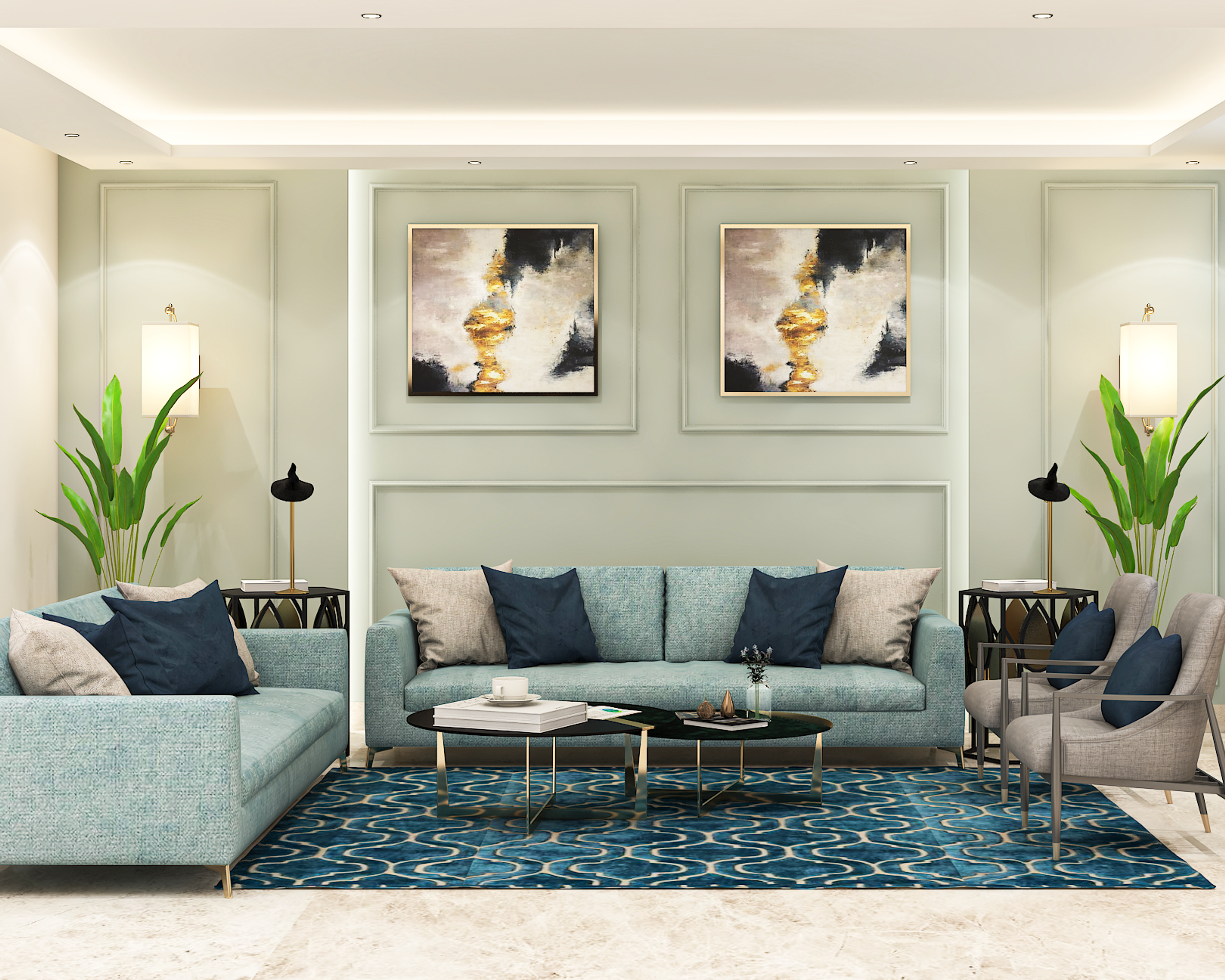 Contemporary Style Spacious Convenient Living Room Design