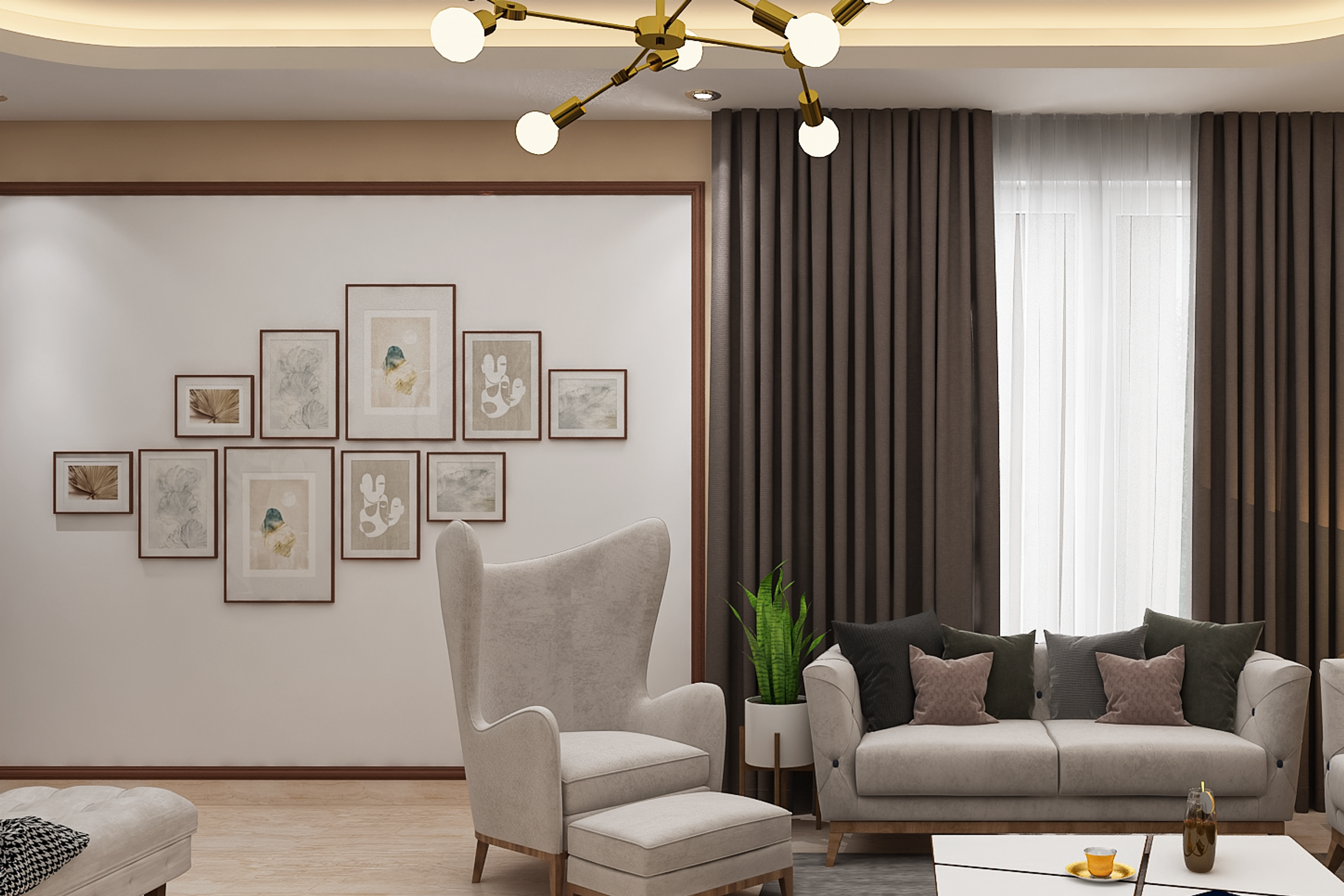 Artsy Living Room - Livspace