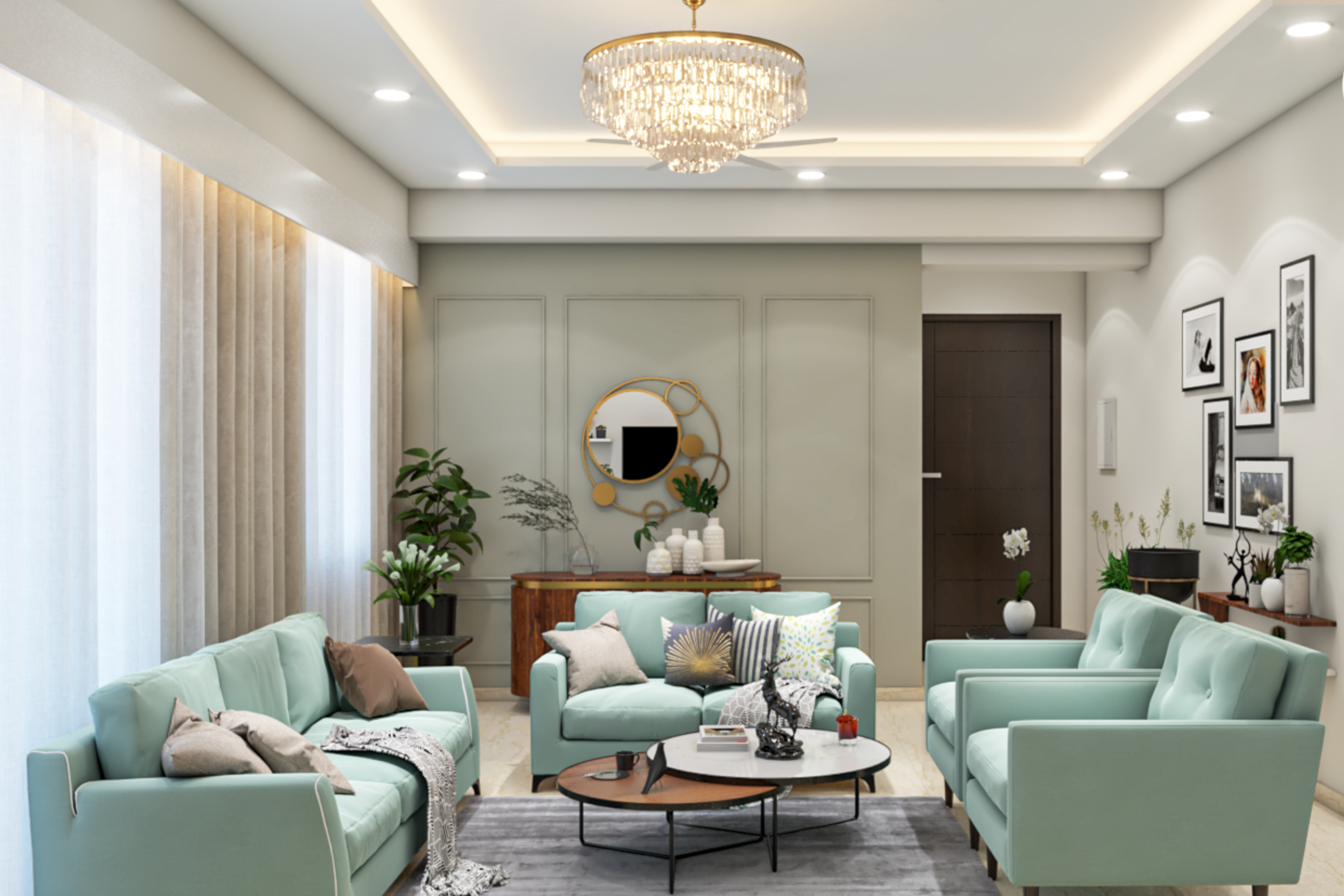 Modern Living Room Design With Light Blue Sofa