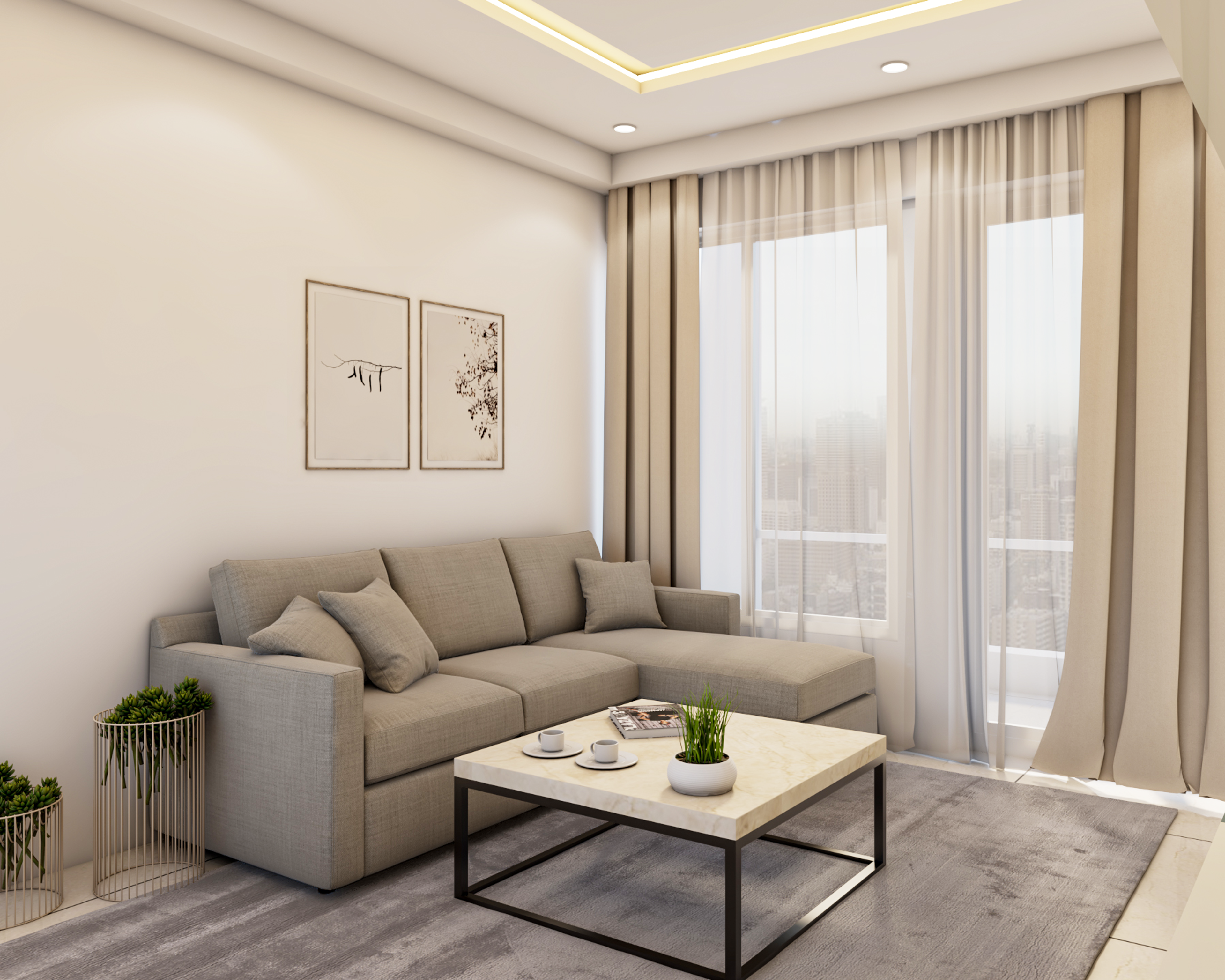 Contemporary Style Compact Living Room Design