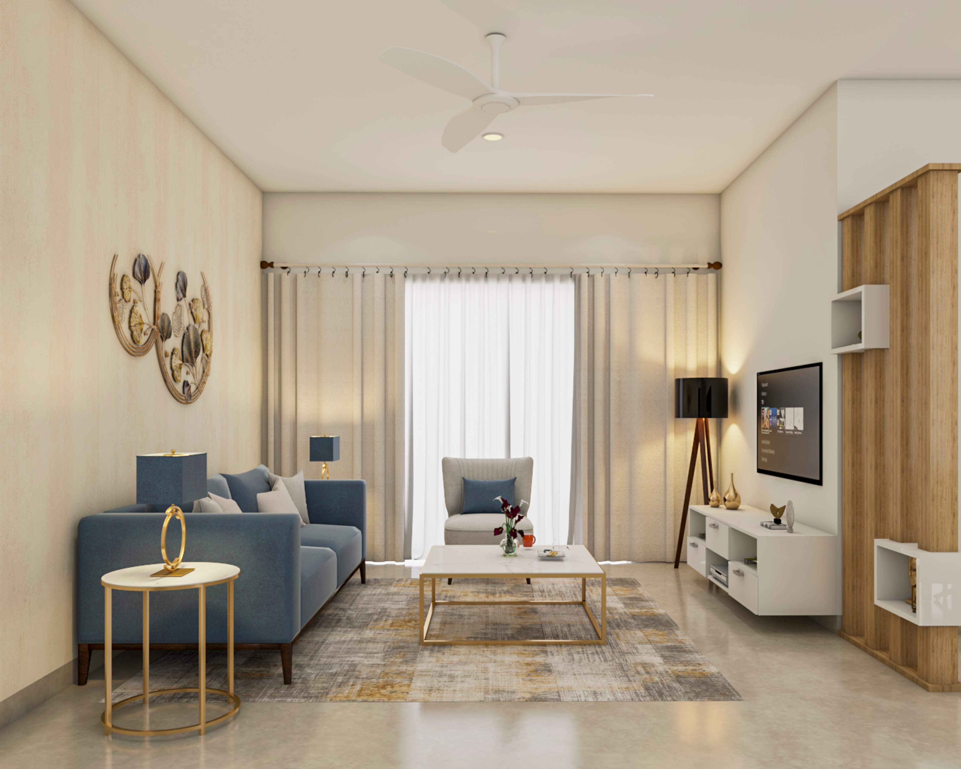 Spacious Living Room Design - Livspace