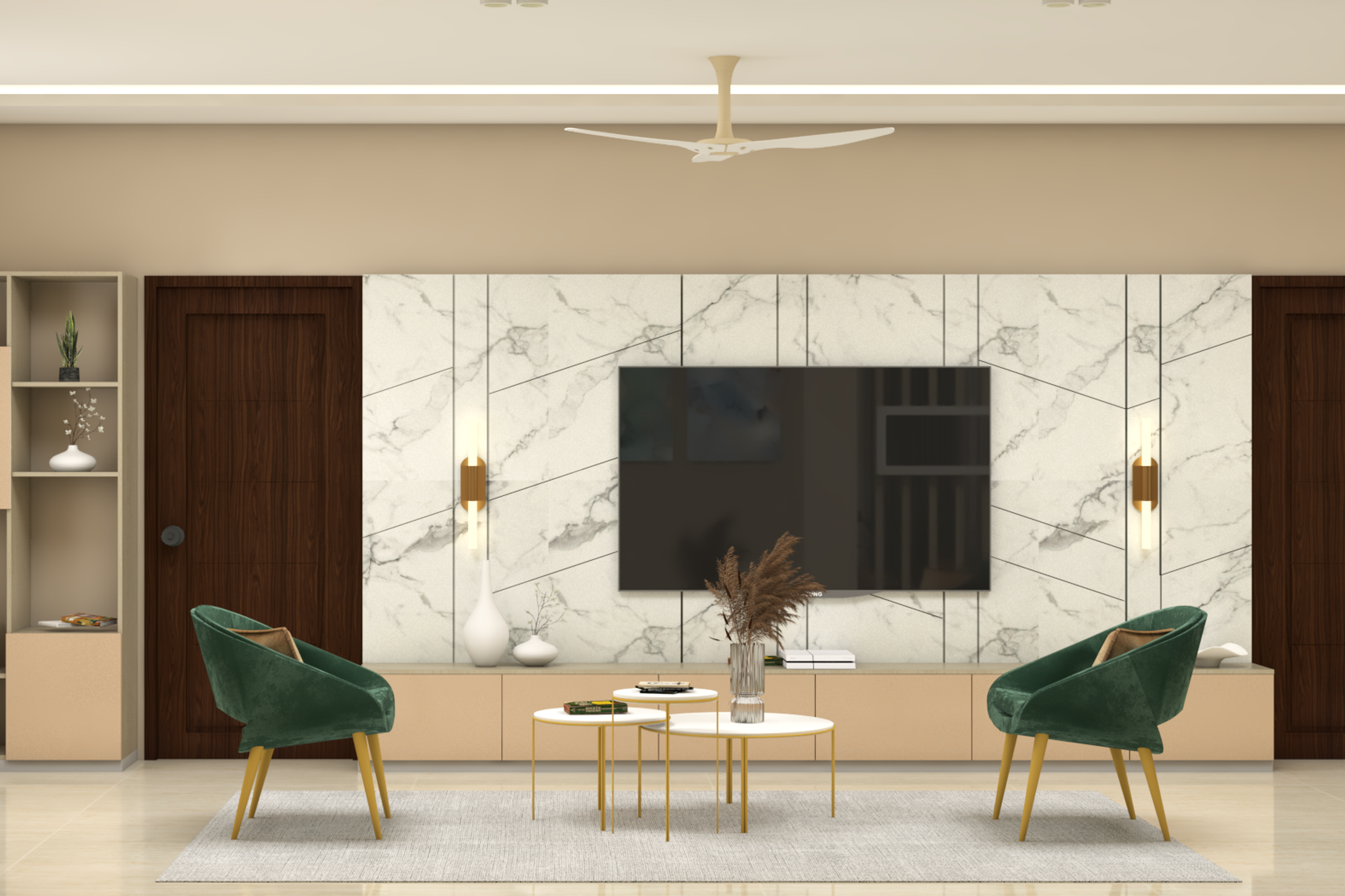 Contemporary Living Room Design With Spacious Interiors