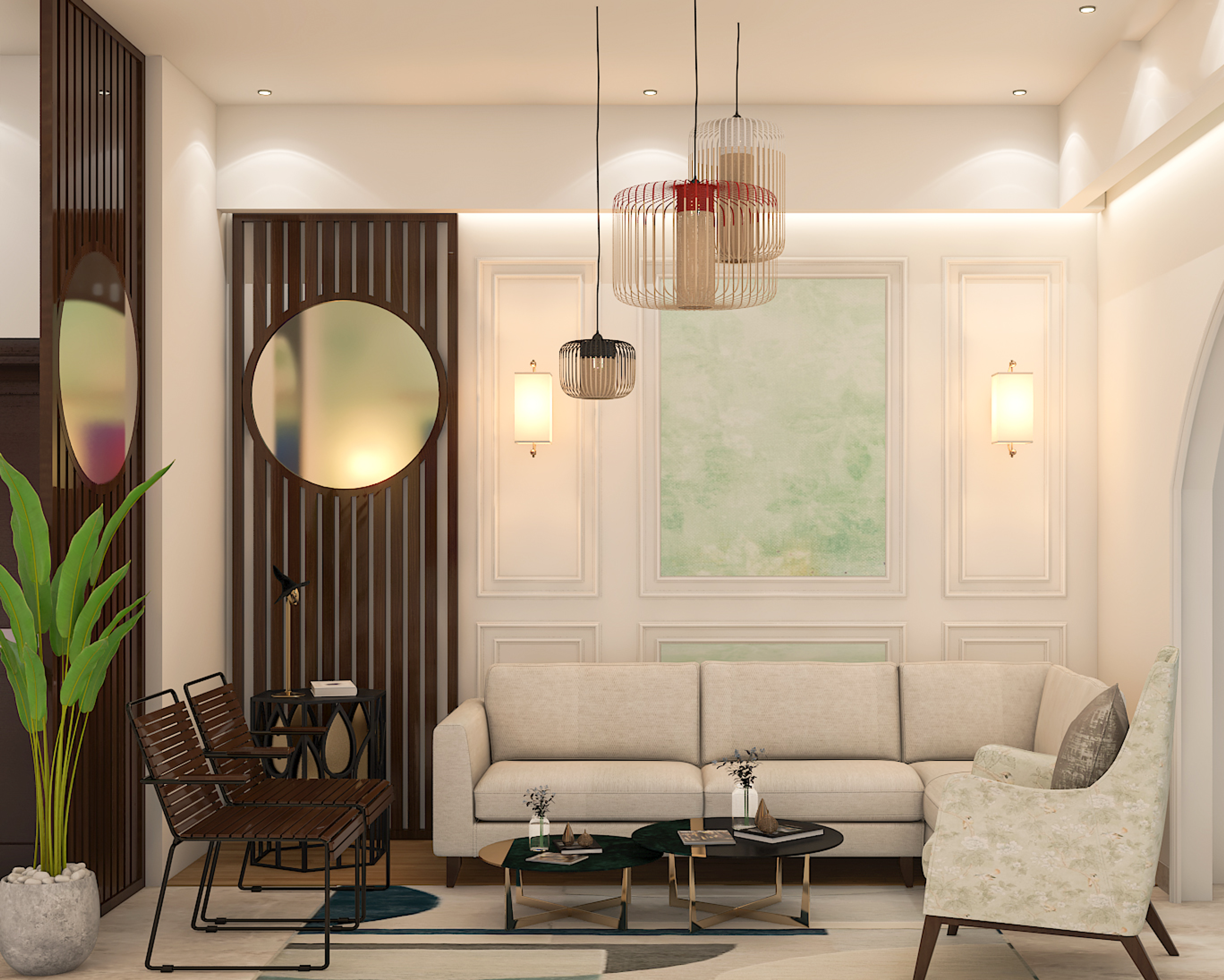 Classic Theme Compact Sized Living Room Design | Livspace