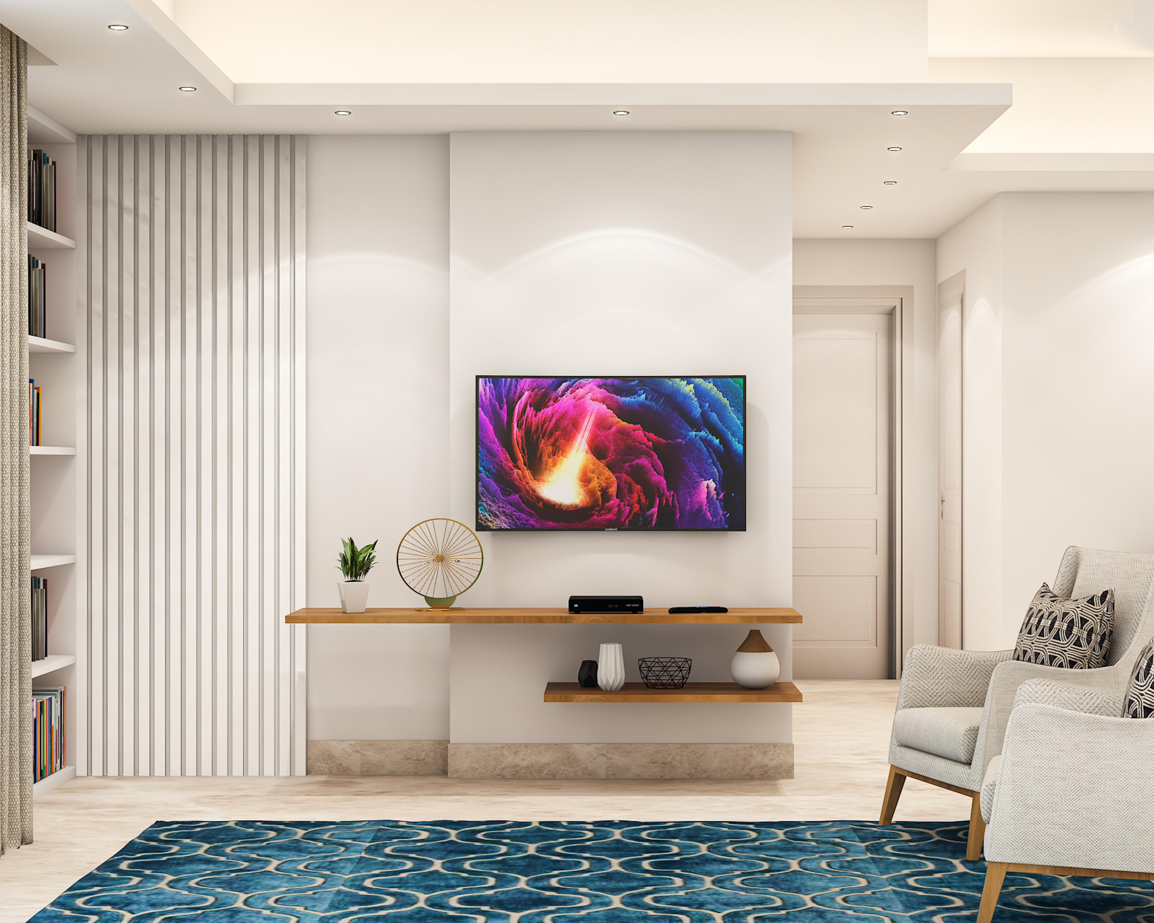 Earthy Living Room Design - Livspace