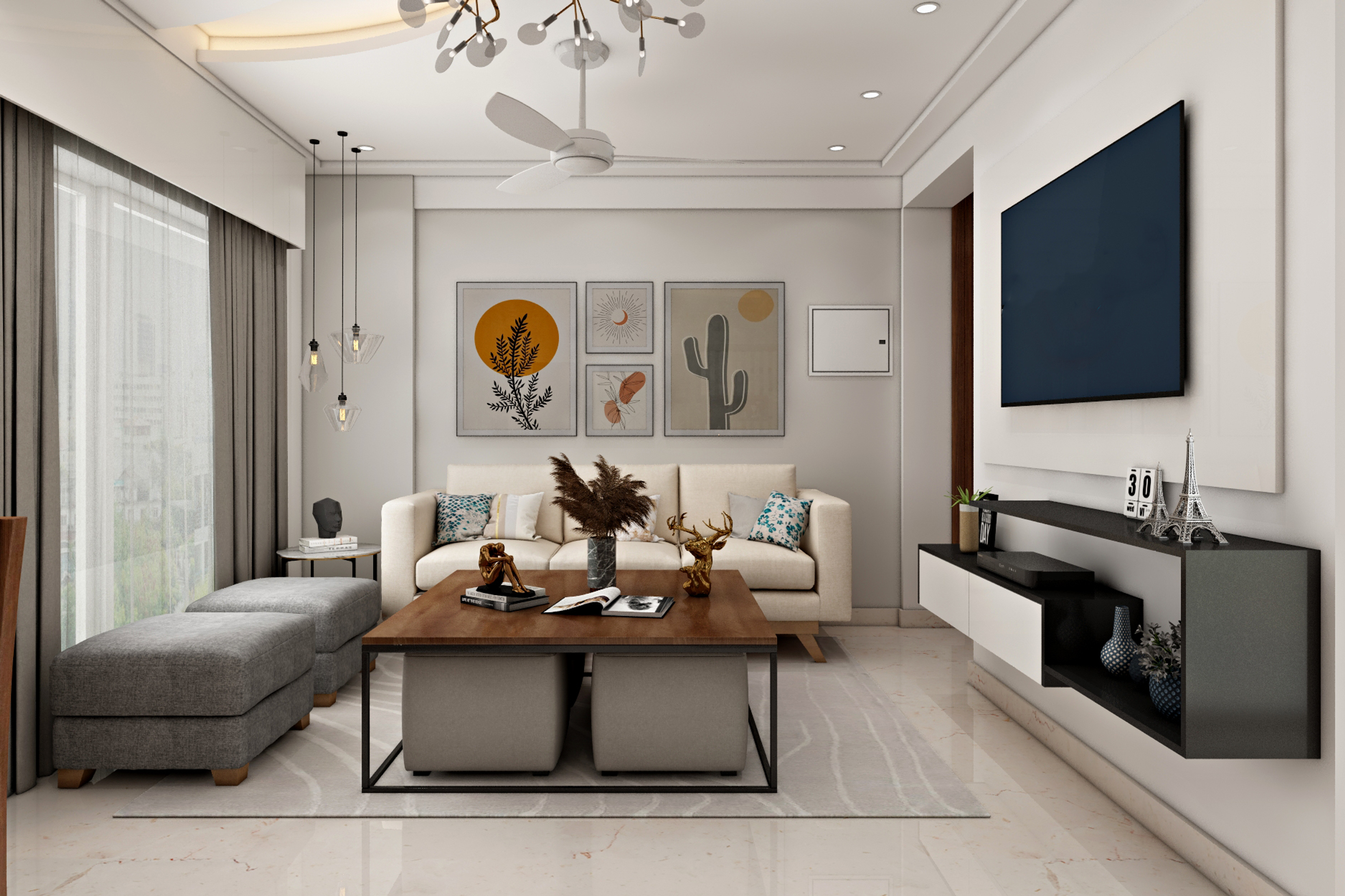 Contemporary Style Compact Living Room