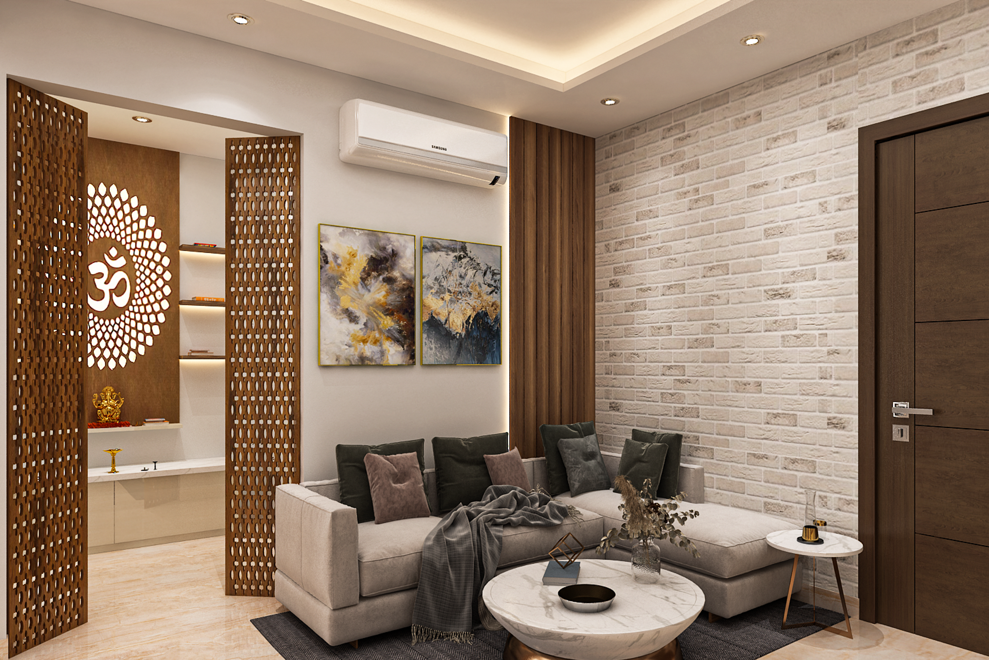 Contemporary Brick Patterned Living Room Design