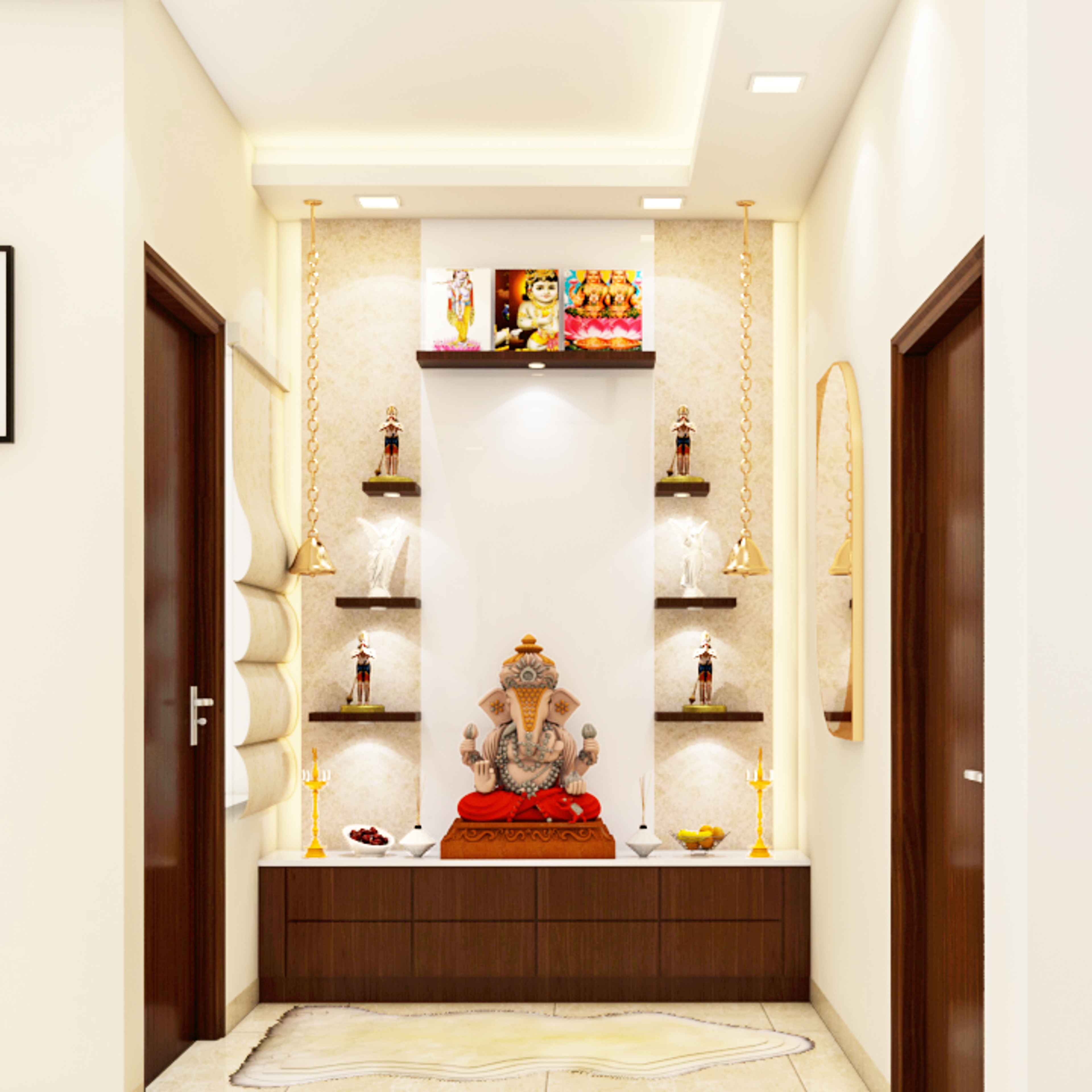 Spacious Modern Pooja Room Design