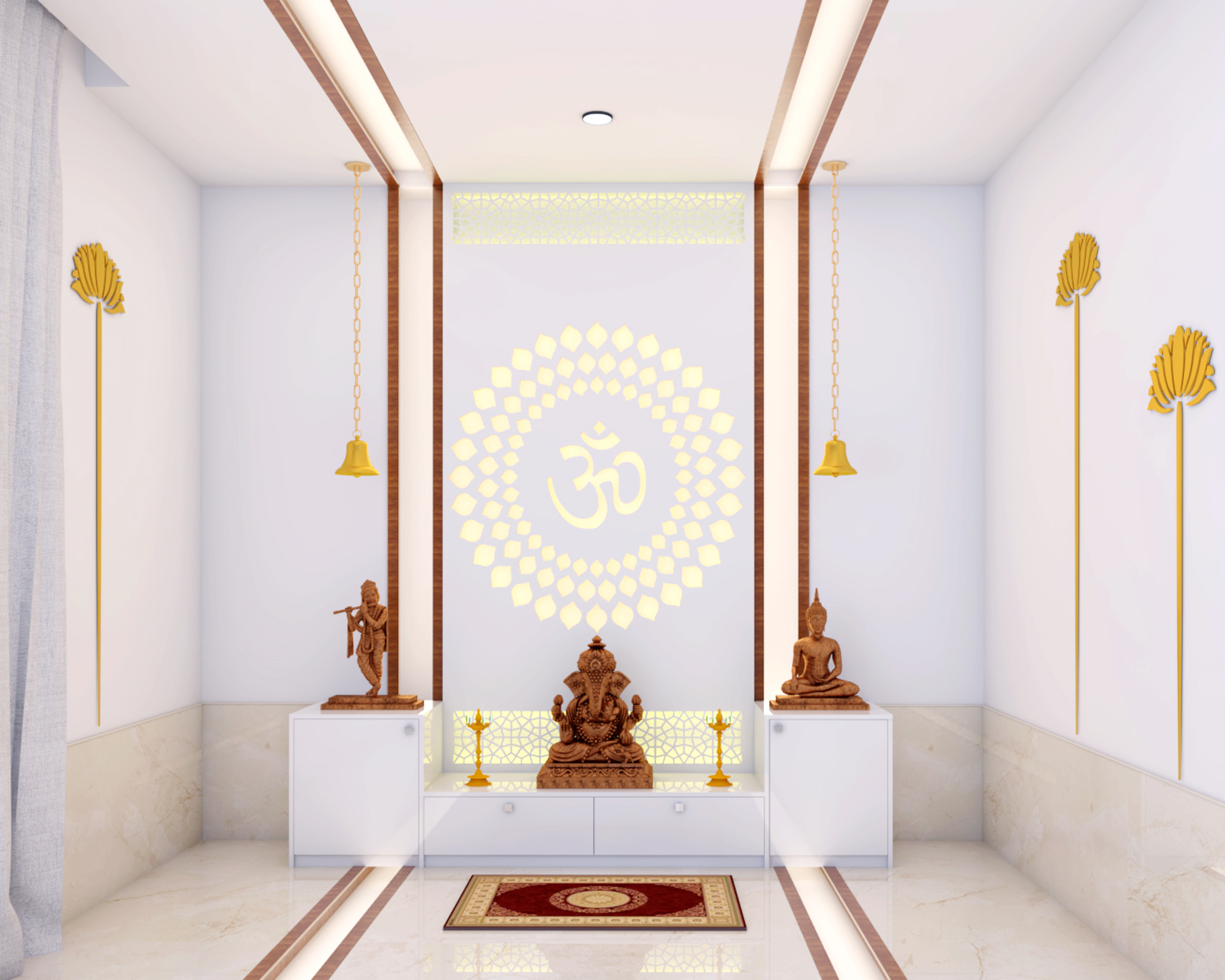 False Ceiling For Pooja Room - Livspace