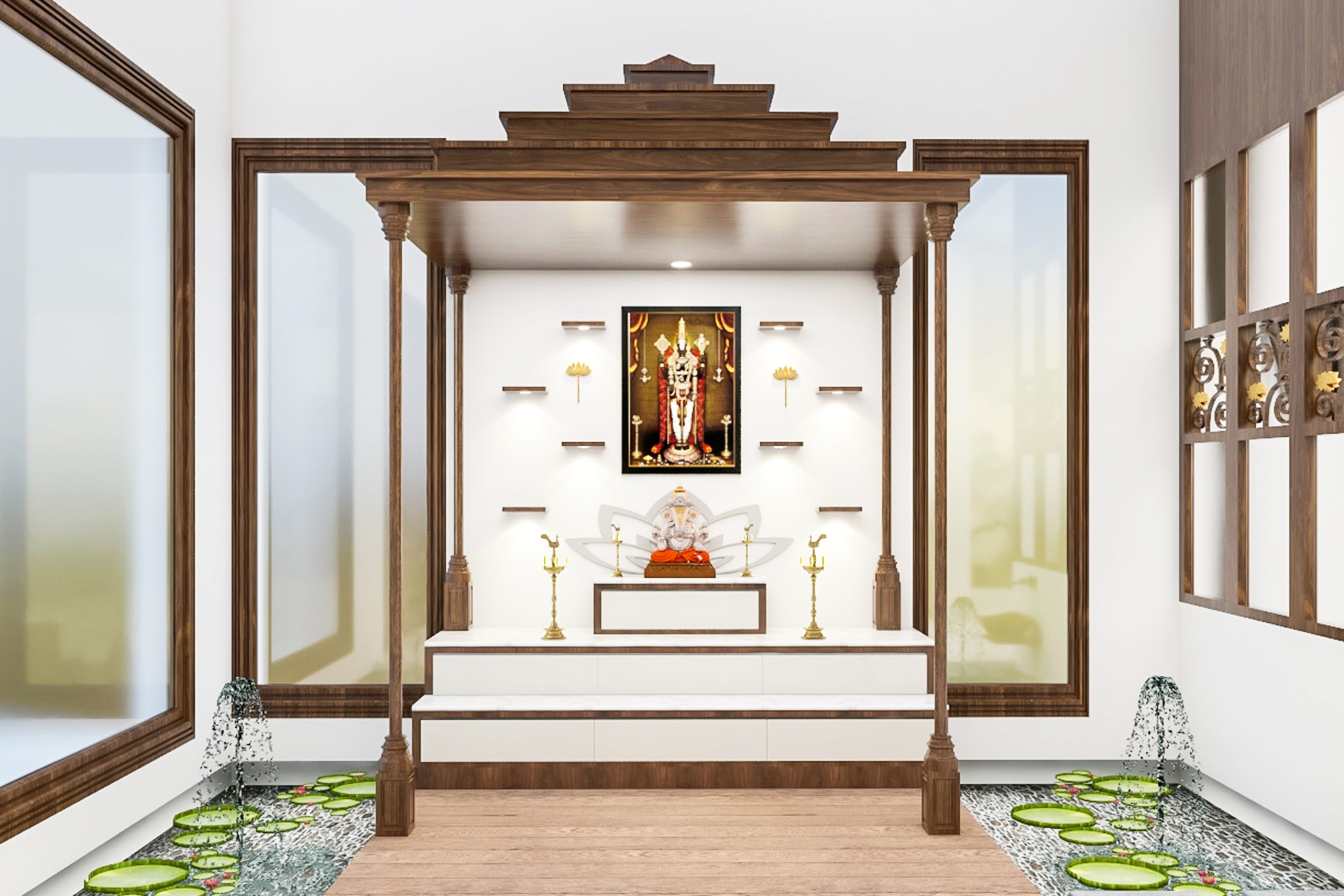 Modern Spacious Pooja Mandir Design