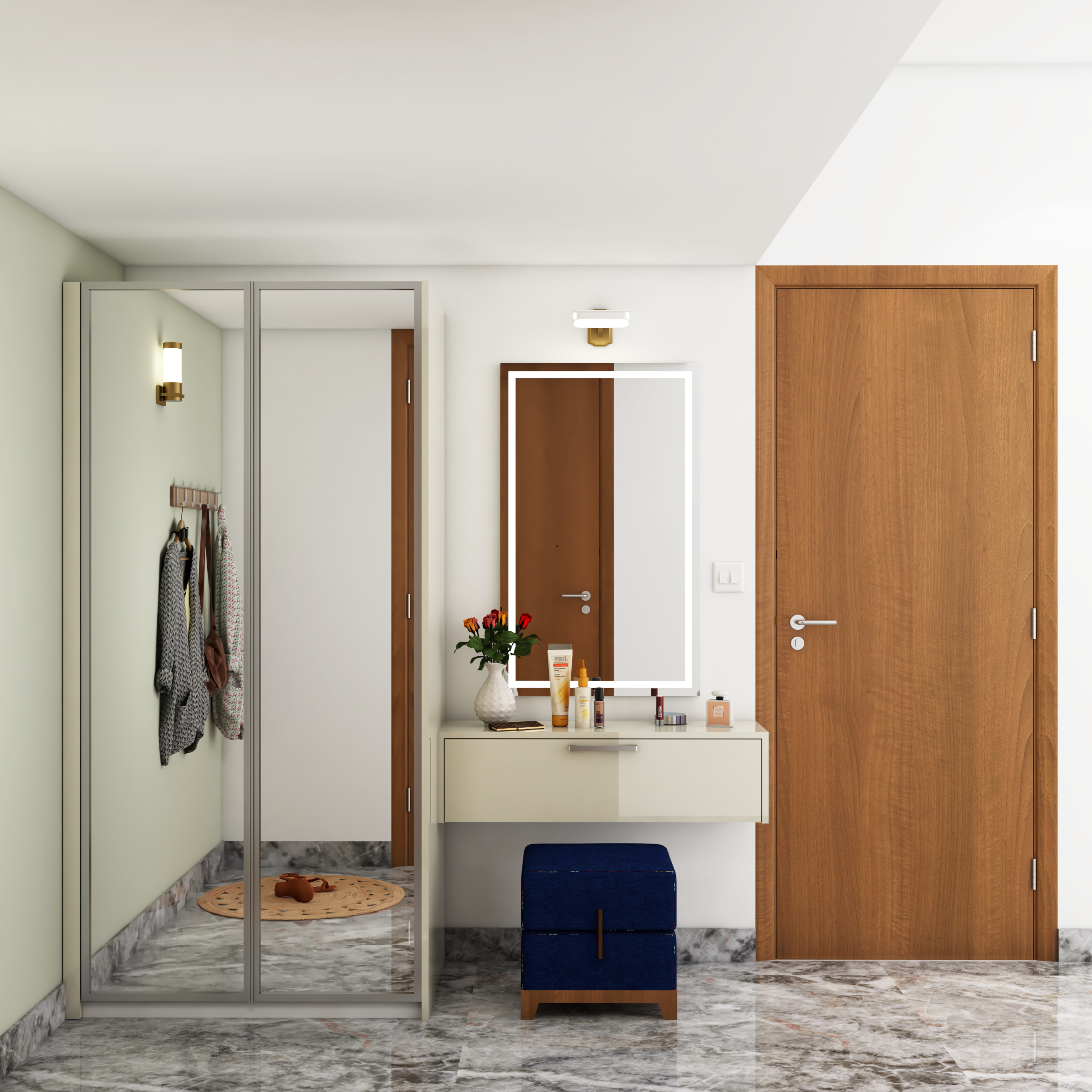 Modern Simple Wardrobe Design With Dressing Table