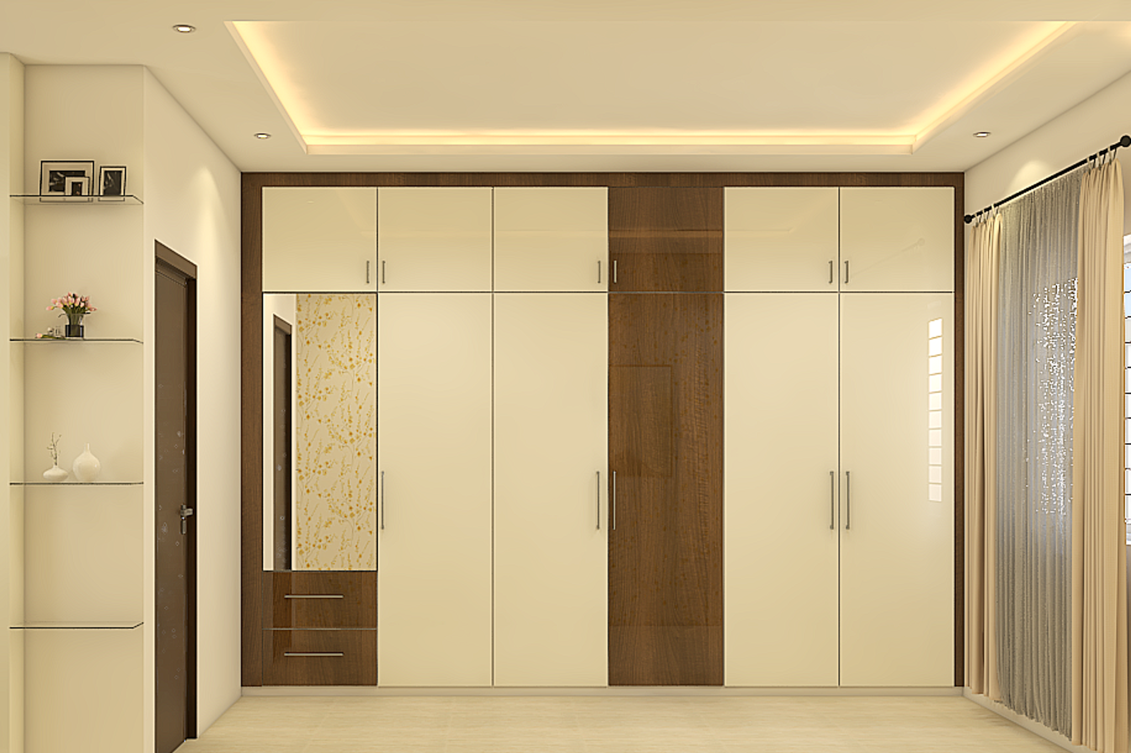 Modern White And Wood Wardrobe Design